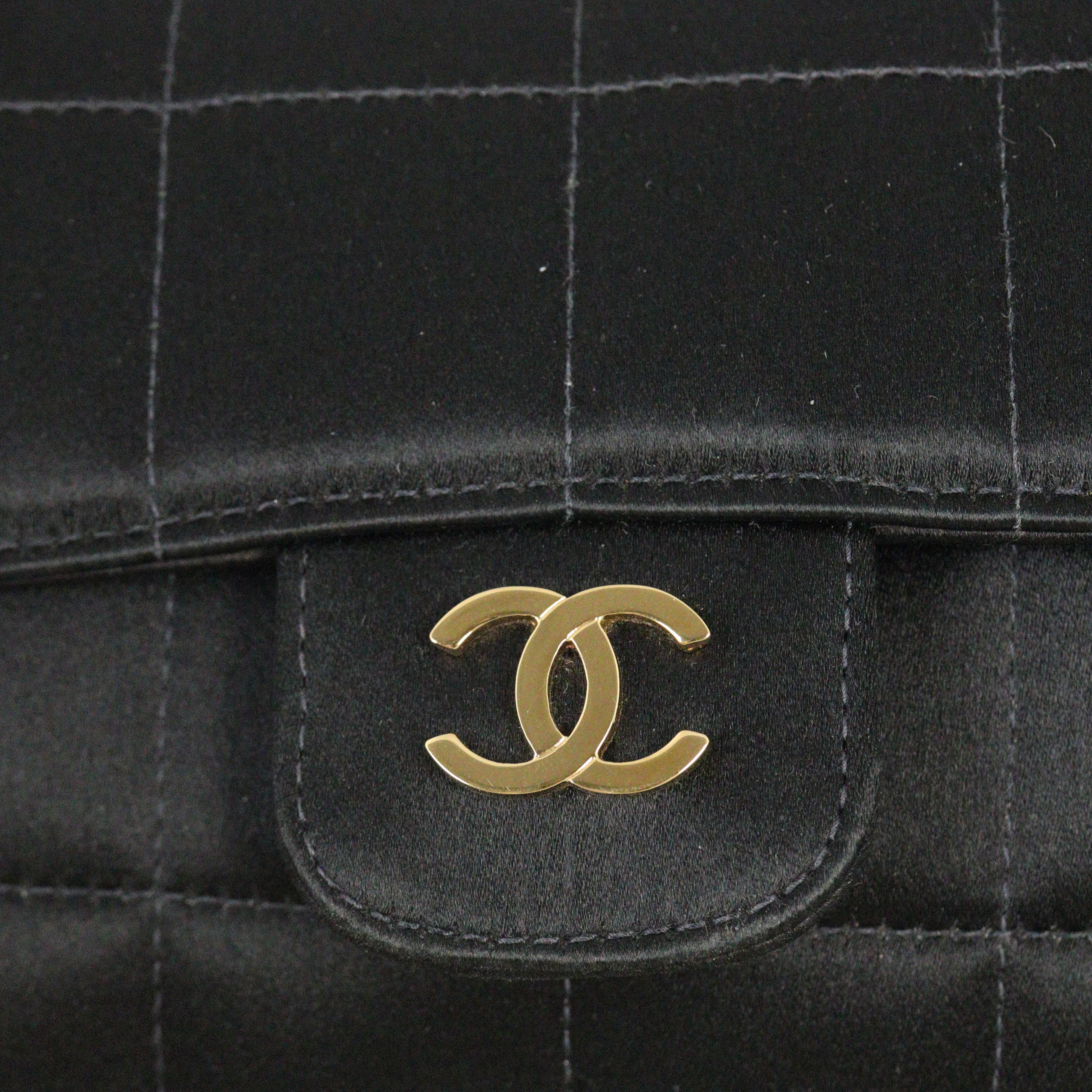 Chanel Camellia Satin Chocolate Bar Flap Bag Mini