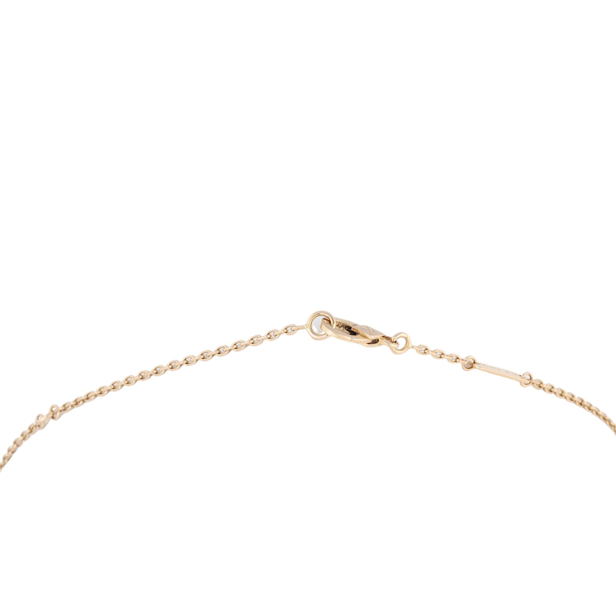 Van Cleef & Arpels Vintage Alhambra Diamond 18k Rose Gold Pendant Necklace