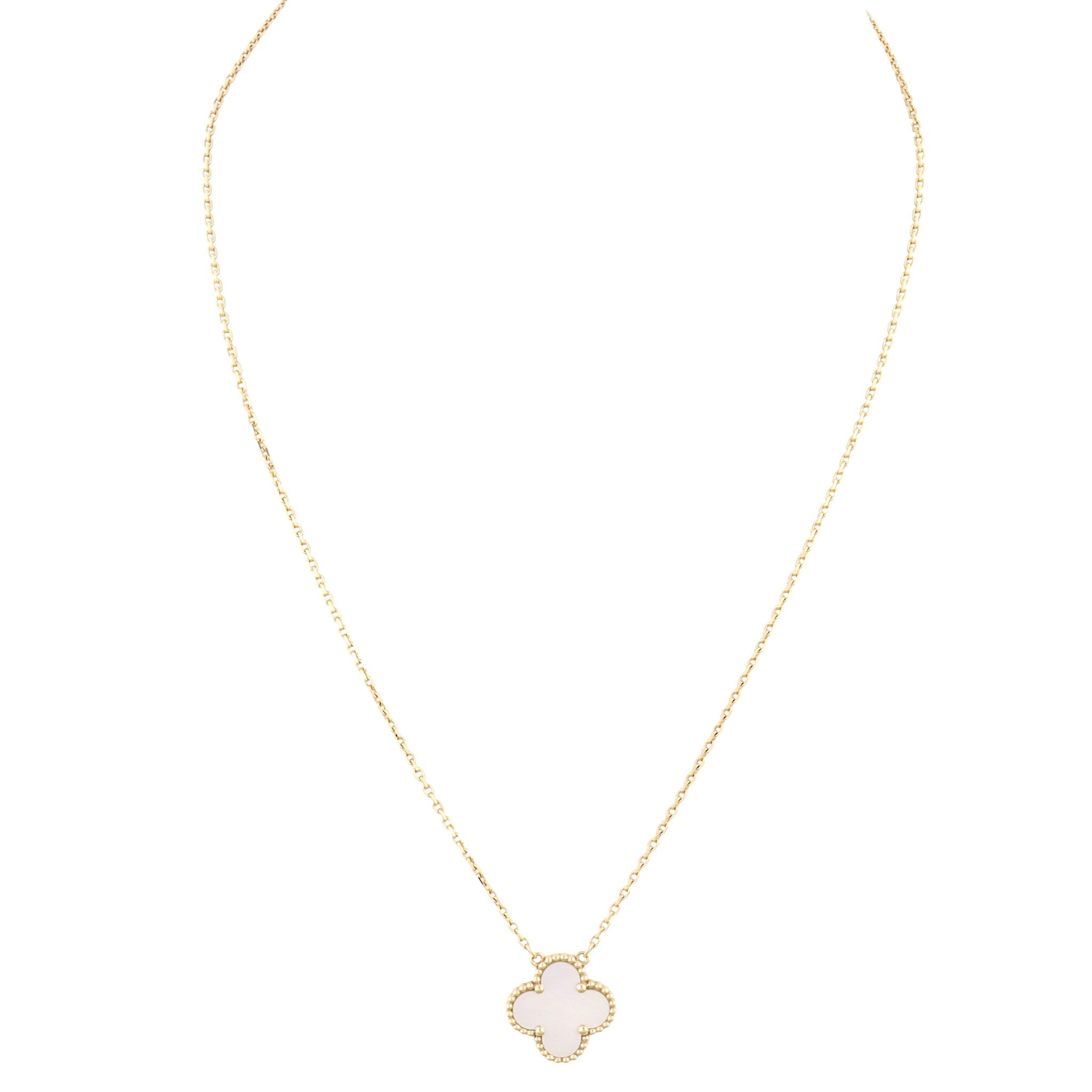 Van Cleef & Arpels Vintage Alhambra Mother of Pearl 18k Yellow Gold Necklace