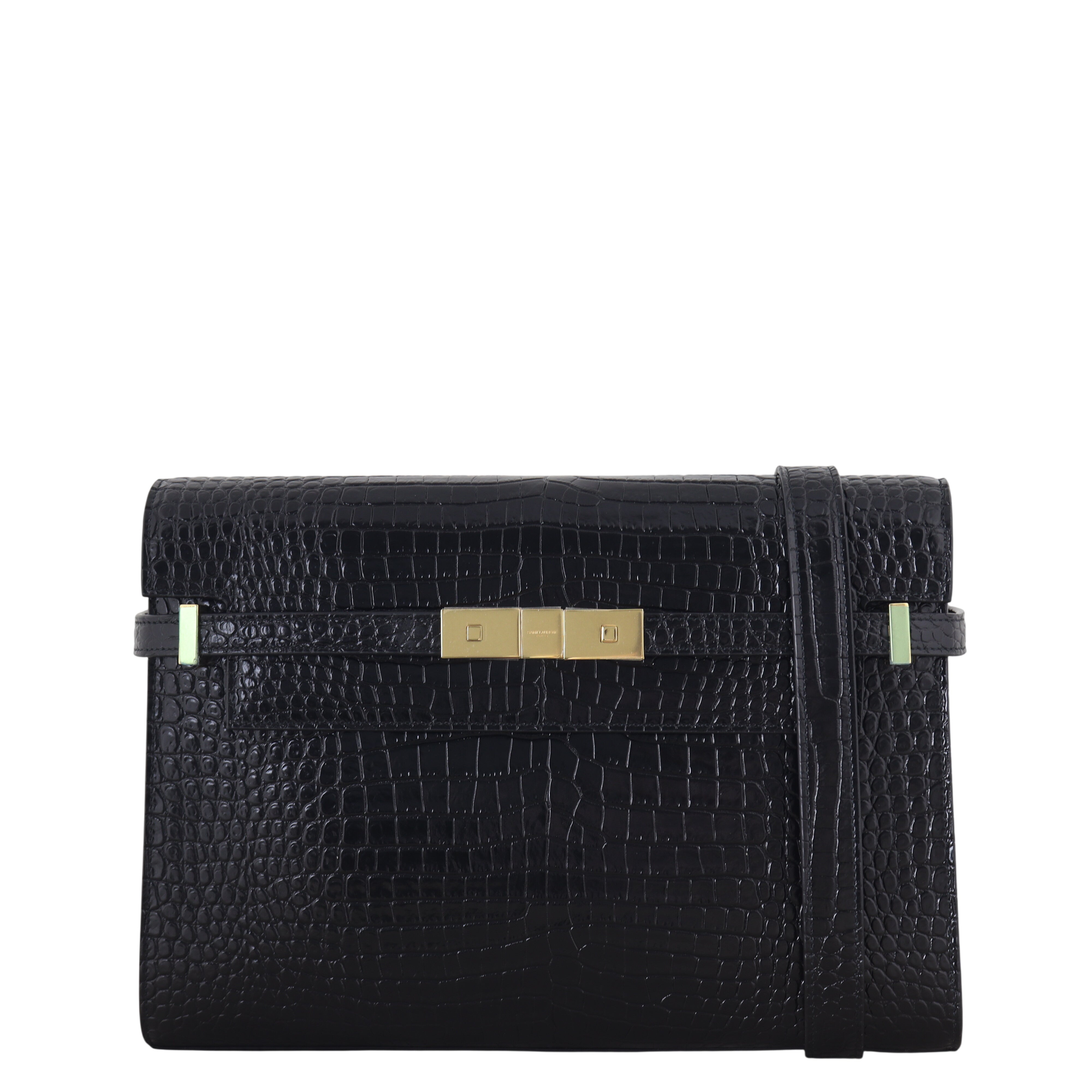 Saint Laurent Manhattan Shoulder Bag Medium Croc Embossed