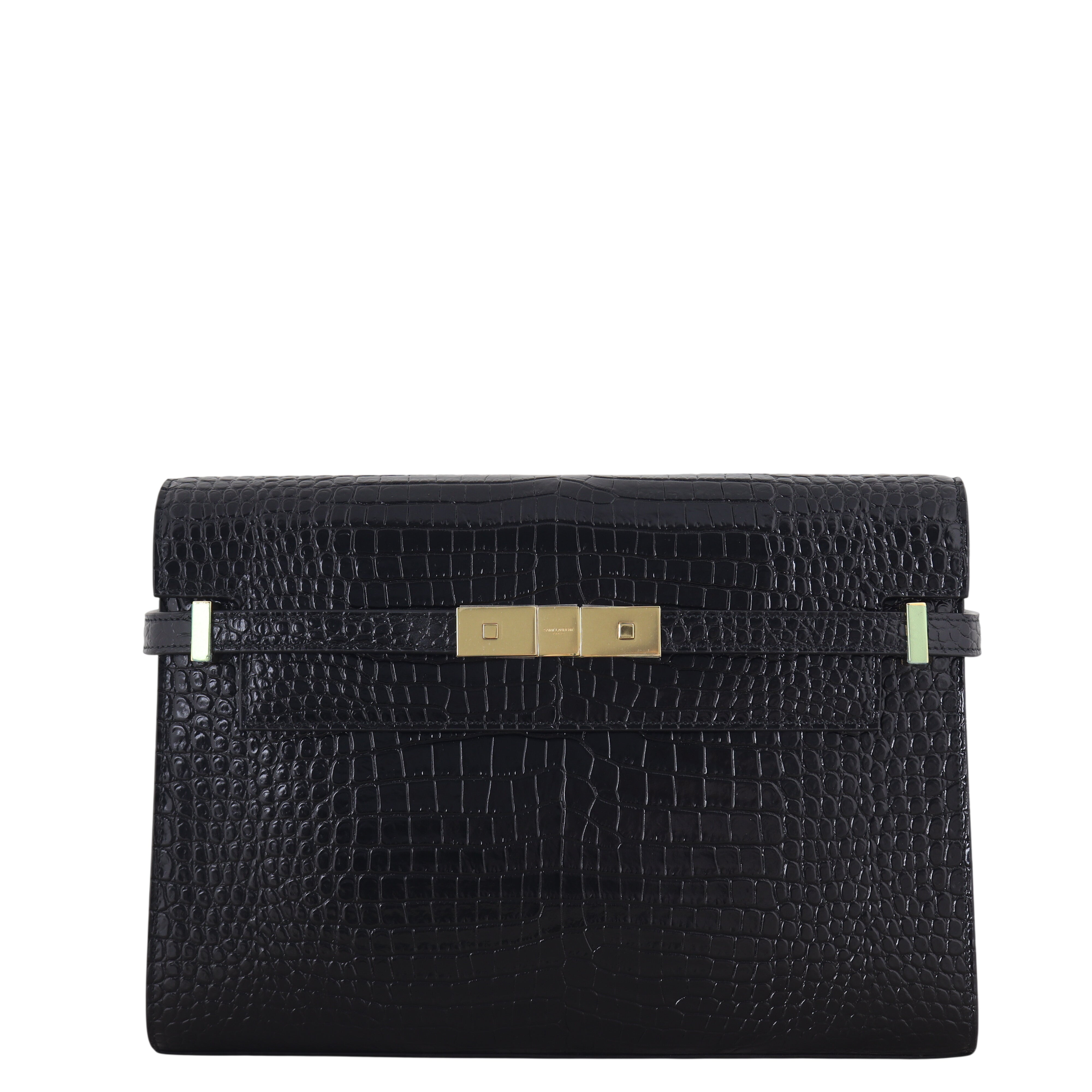 Saint Laurent Manhattan Shoulder Bag Medium Croc Embossed