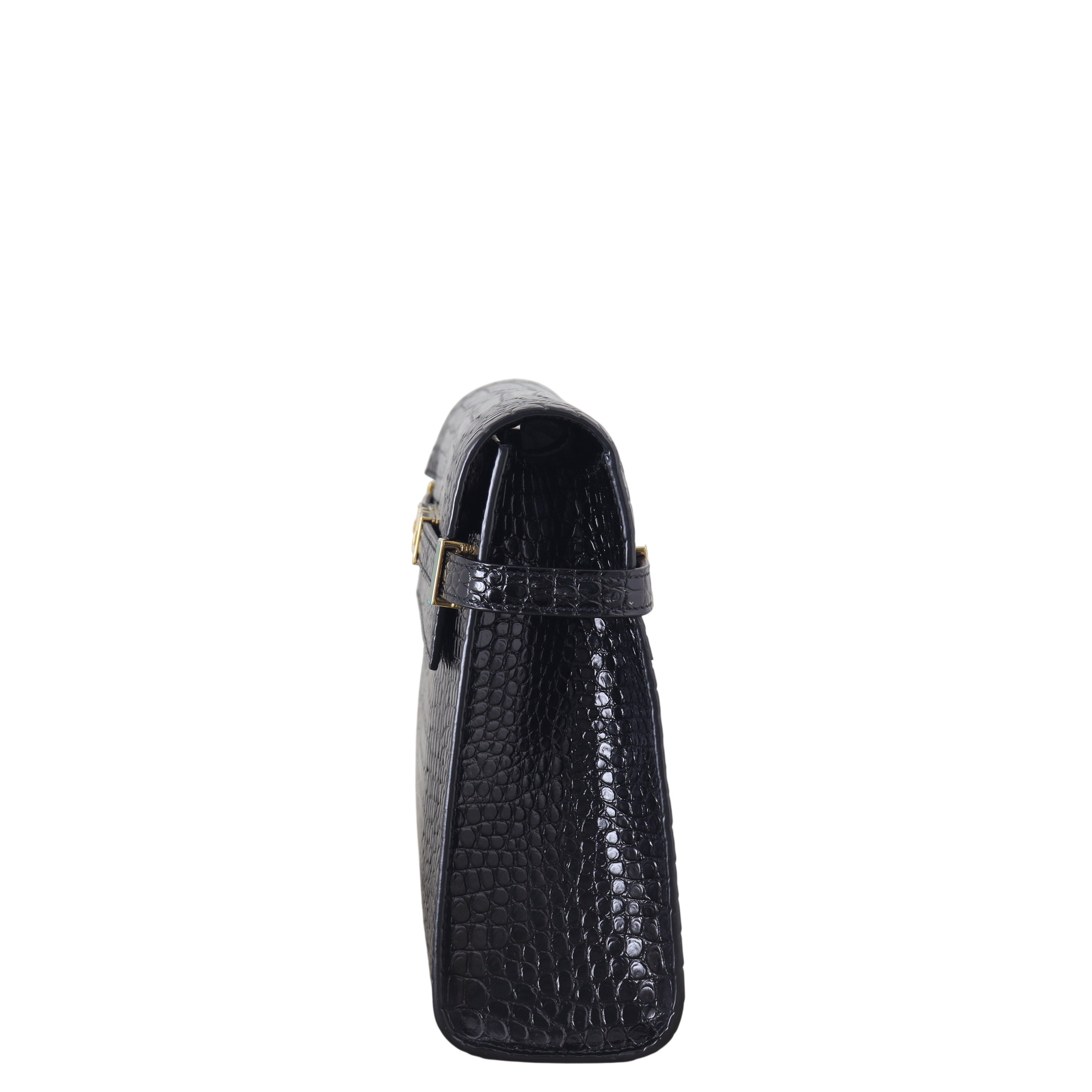 Saint Laurent Manhattan Shoulder Bag Medium Croc Embossed