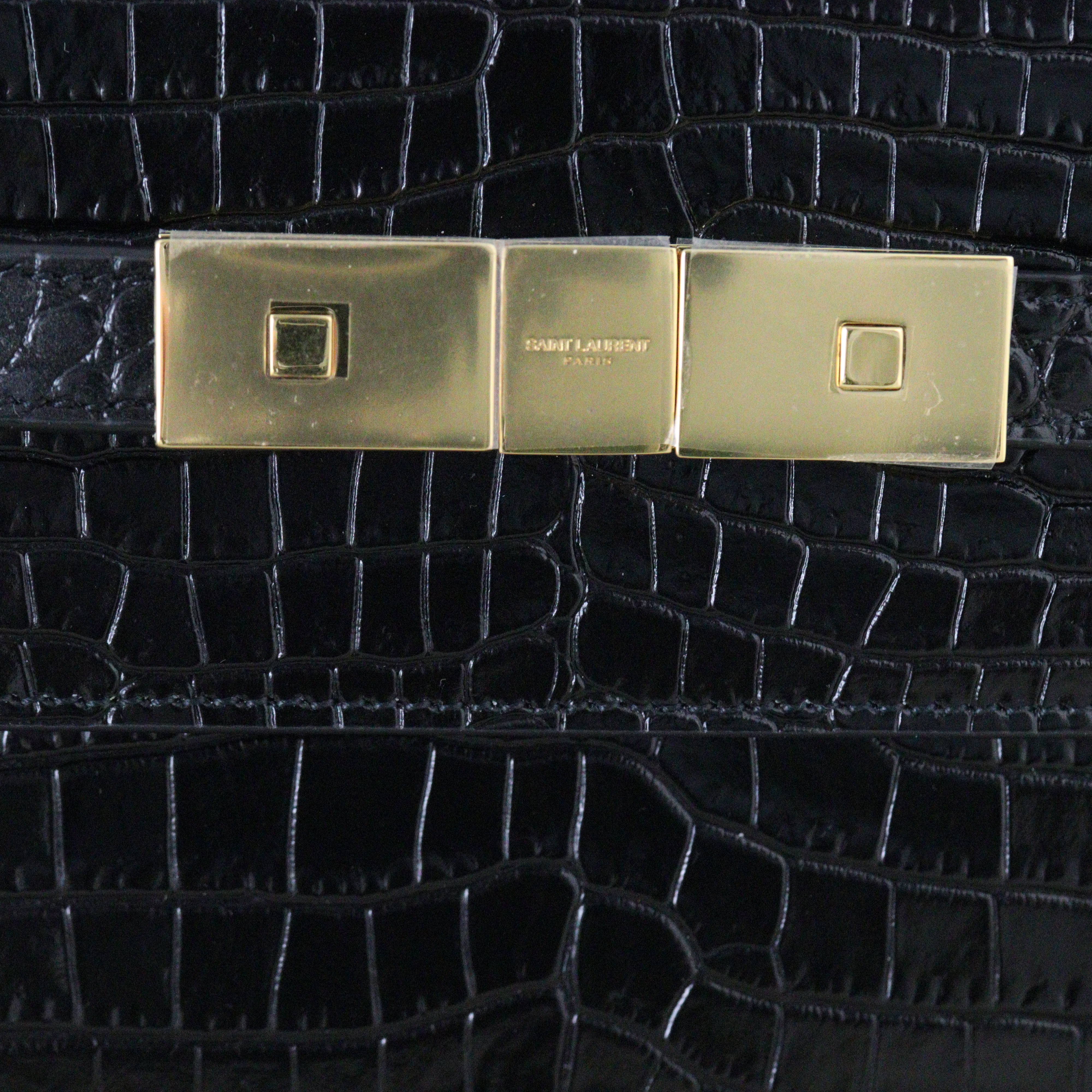 Saint Laurent Manhattan Shoulder Bag Medium Croc Embossed