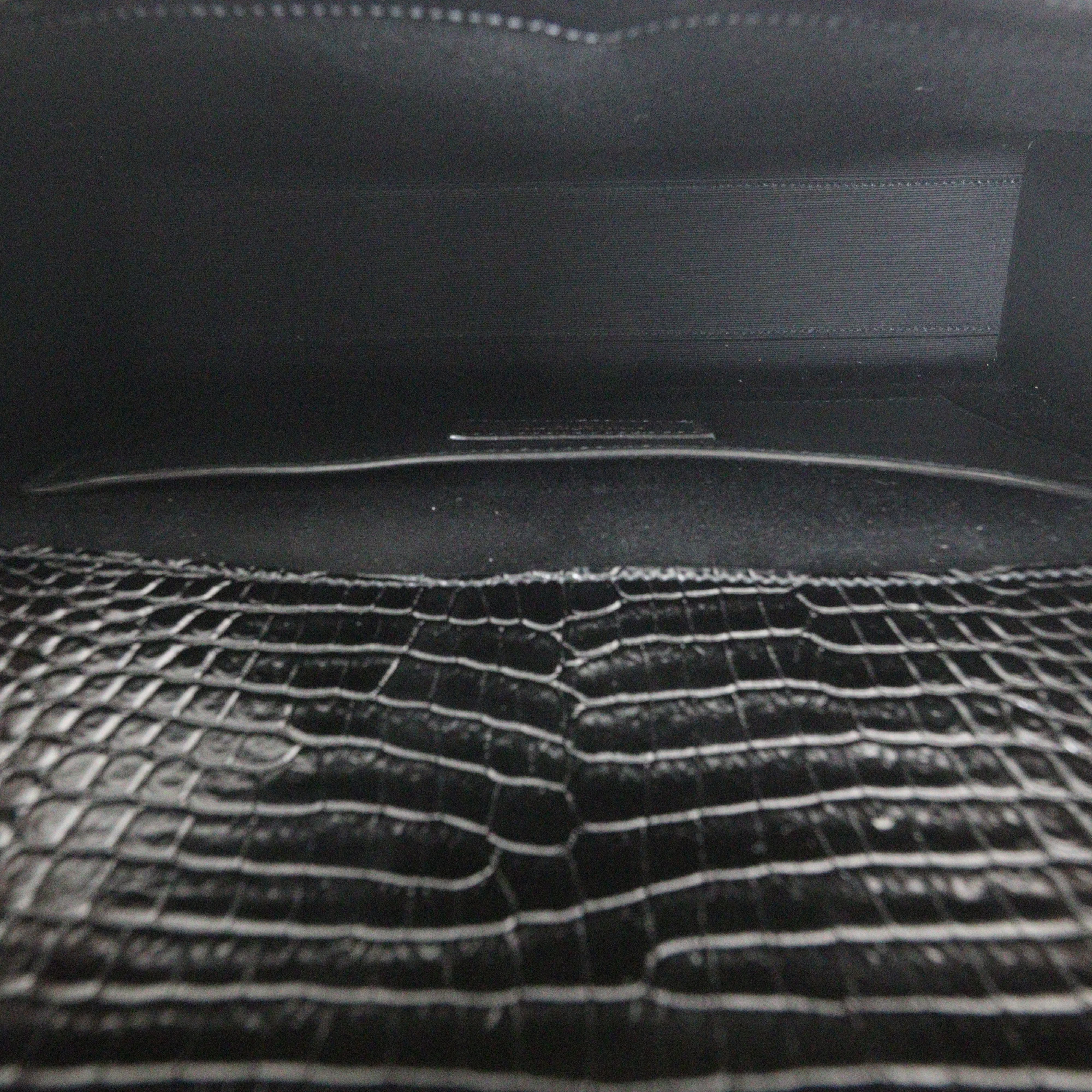 Saint Laurent Manhattan Shoulder Bag Medium Croc Embossed