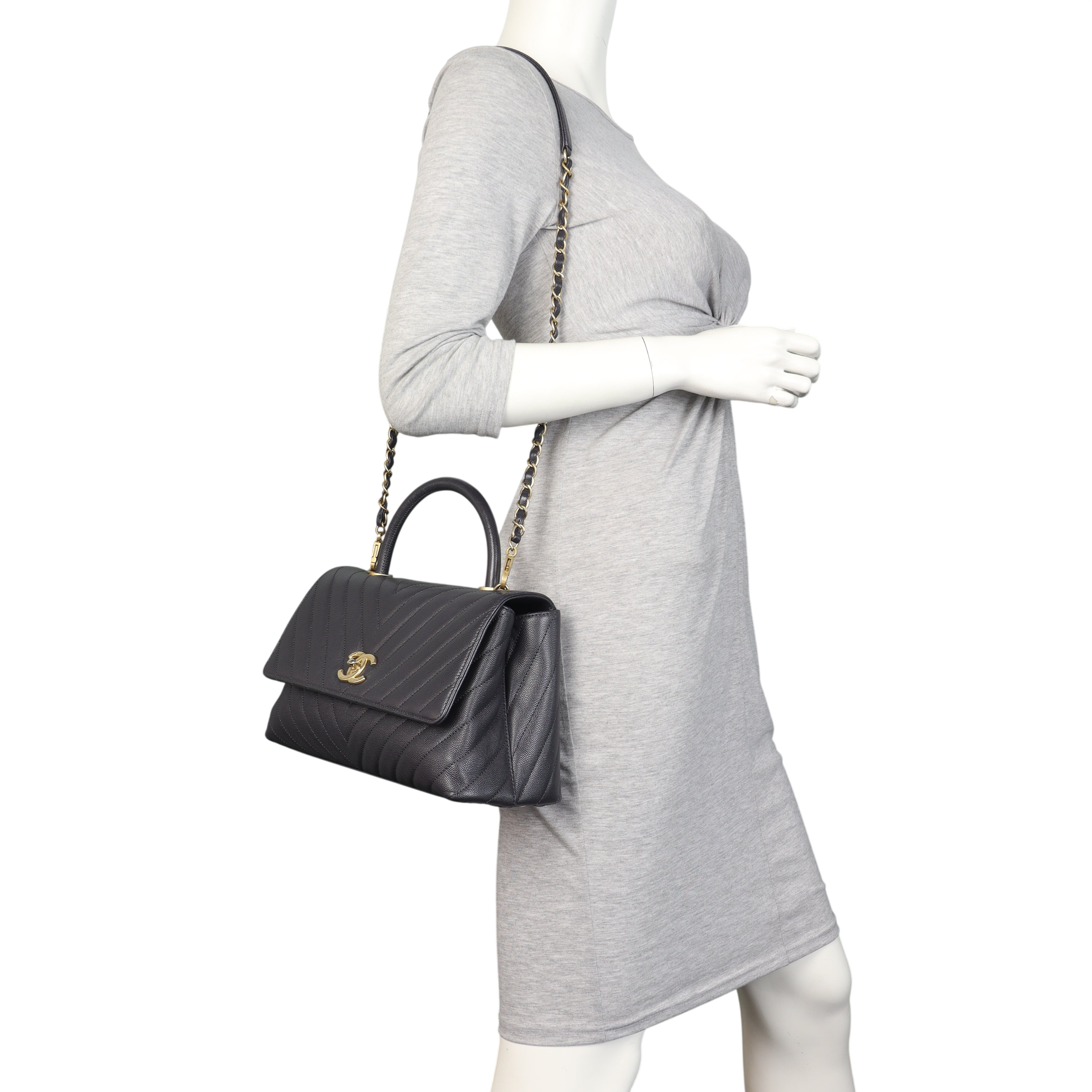 Chanel Coco Top Handle Medium Bag Chevron