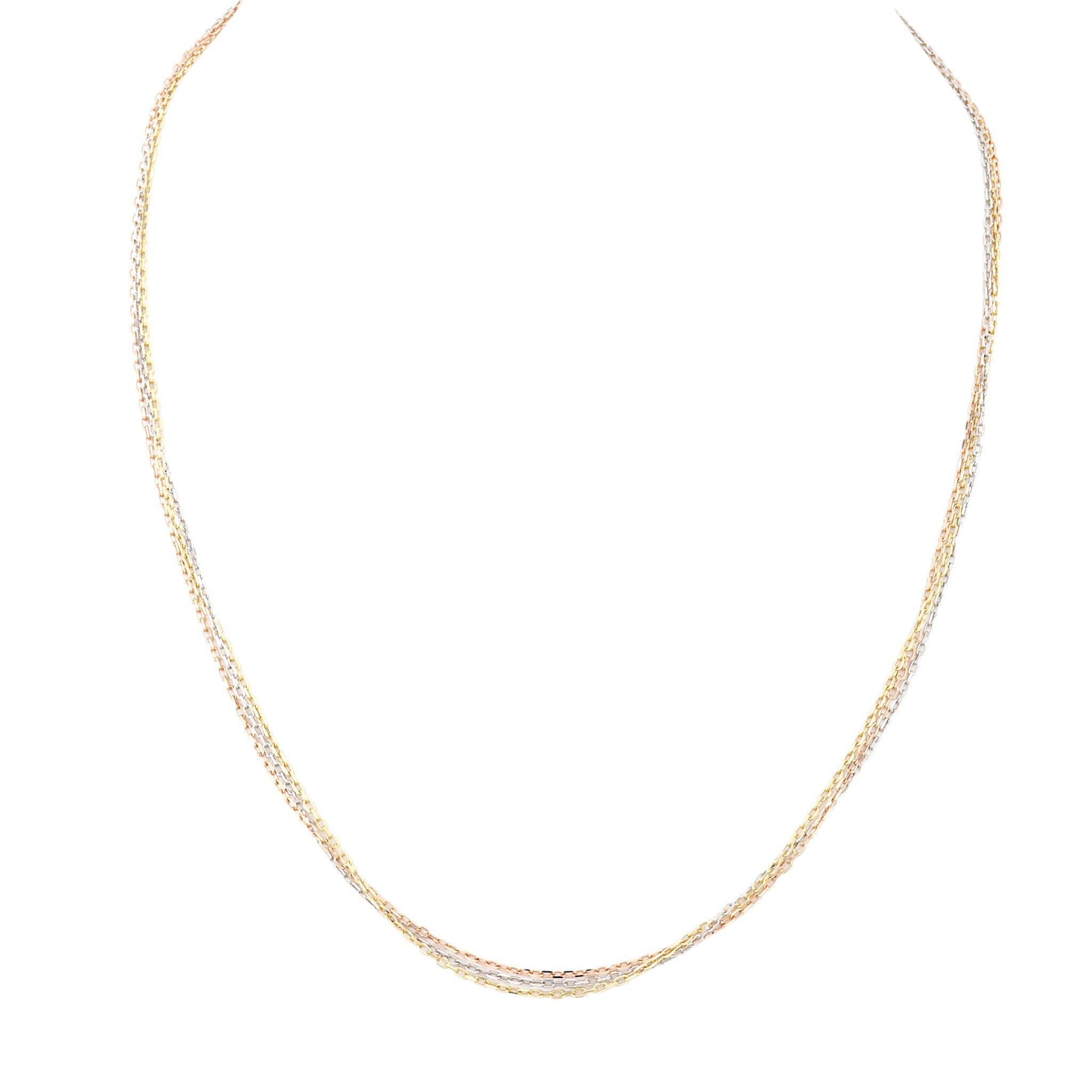 Cartier Triple Chain 18k White, Yellow & Rose Gold Necklace