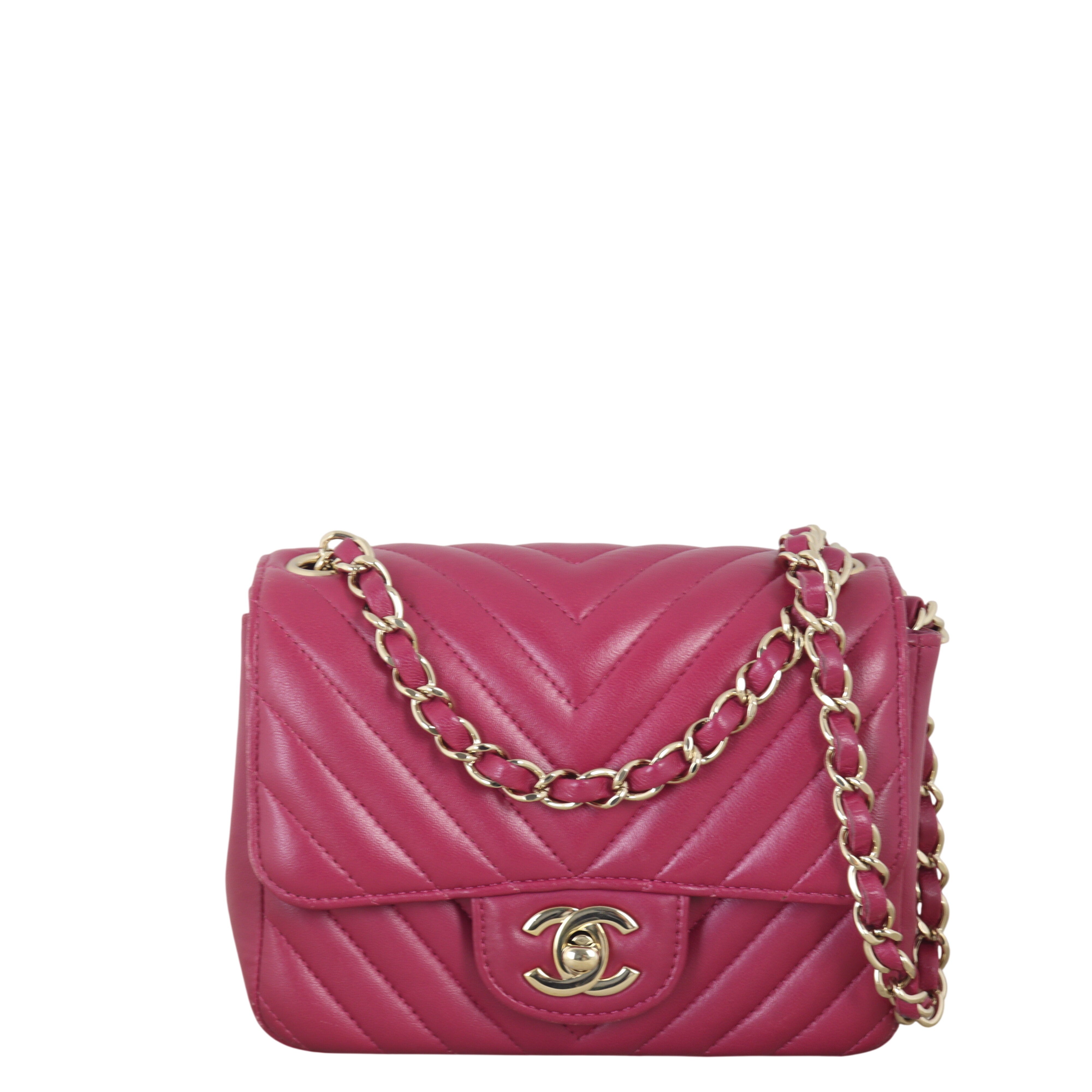 Chanel Classic Flap Mini Square Bag Chevron Lambskin