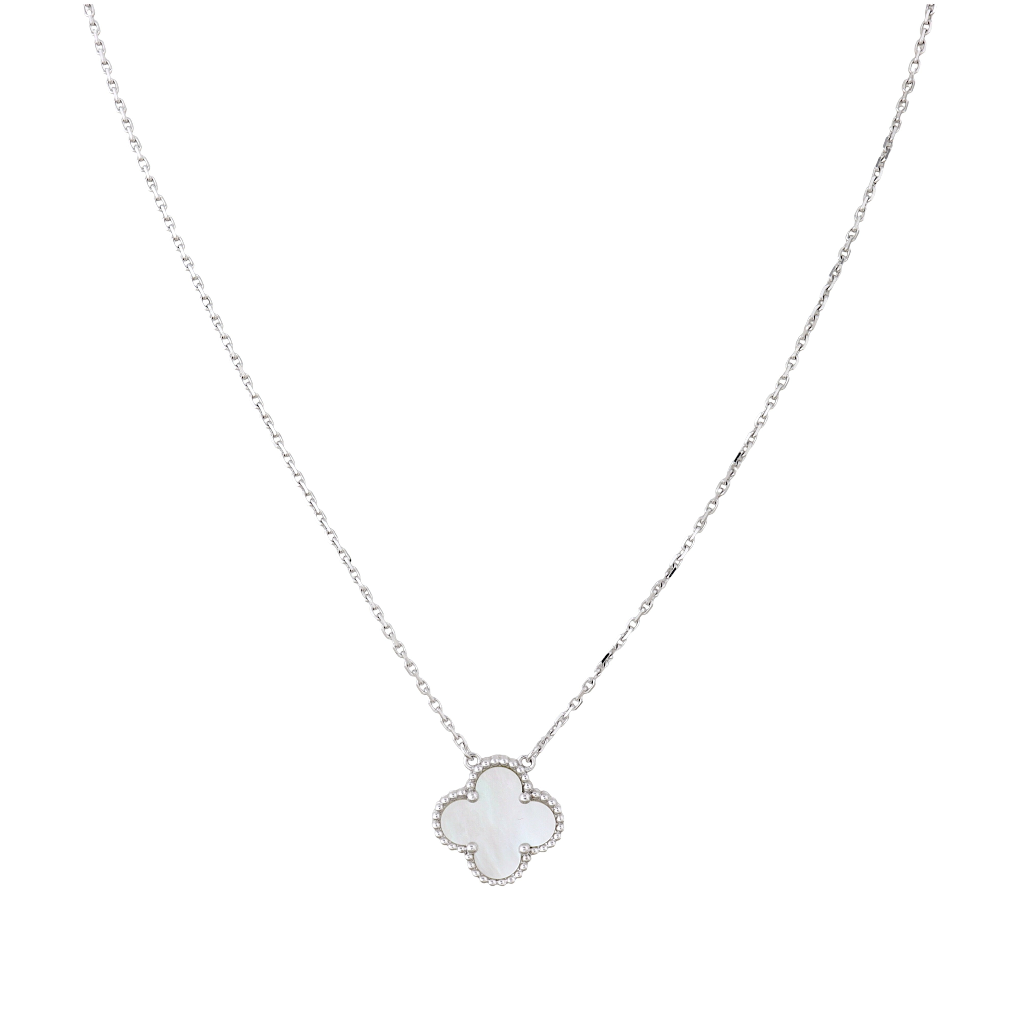 Van Cleef & Arpels Vintage Alhambra Mother of Pearl 18k White Gold Necklace