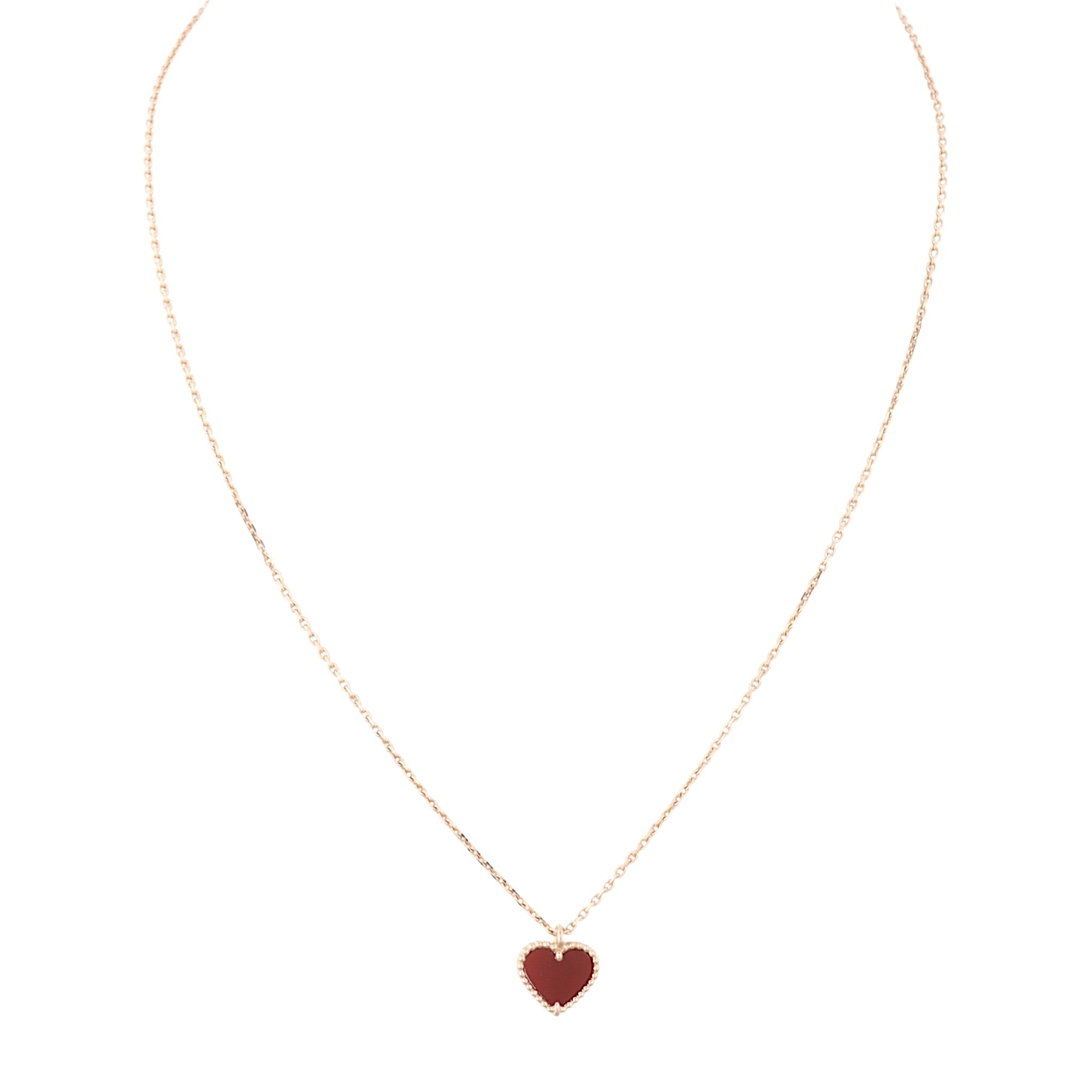 Van Cleef & Arpels Sweet Hearts Carnelian 18k Rose Gold Pendant Necklace