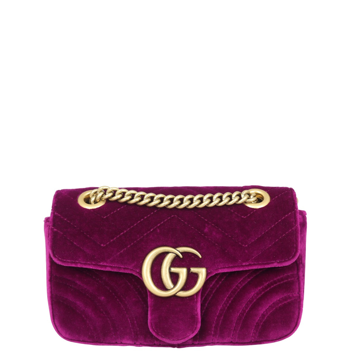 Gucci GG Marmont Velvet Mini Shoulder Bag Front
