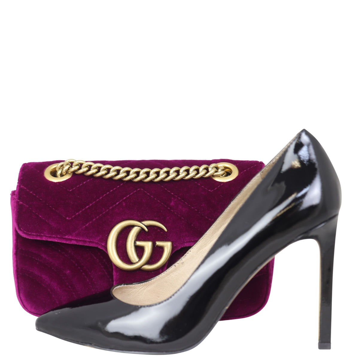 Gucci GG Marmont Velvet Mini Shoulder Bag Shoe
