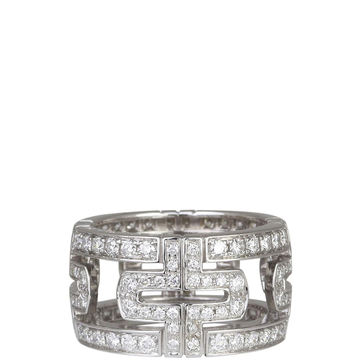 Bvlgari Parentesi 18k White Gold Diamond Ring Side