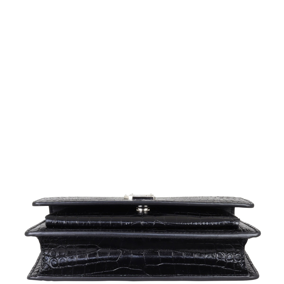 Saint Laurent Sunset Chain Wallet Croc Embossed Base