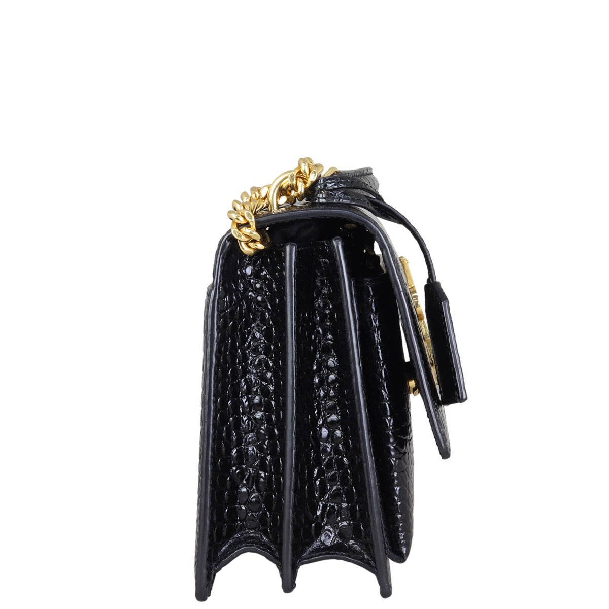 Saint Laurent Sunset Medium Croc-Embossed Side