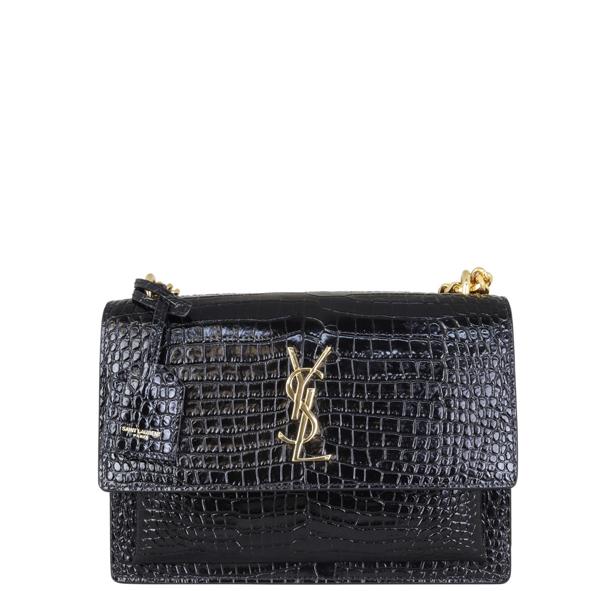 Saint Laurent Sunset Medium Croc-Embossed Front