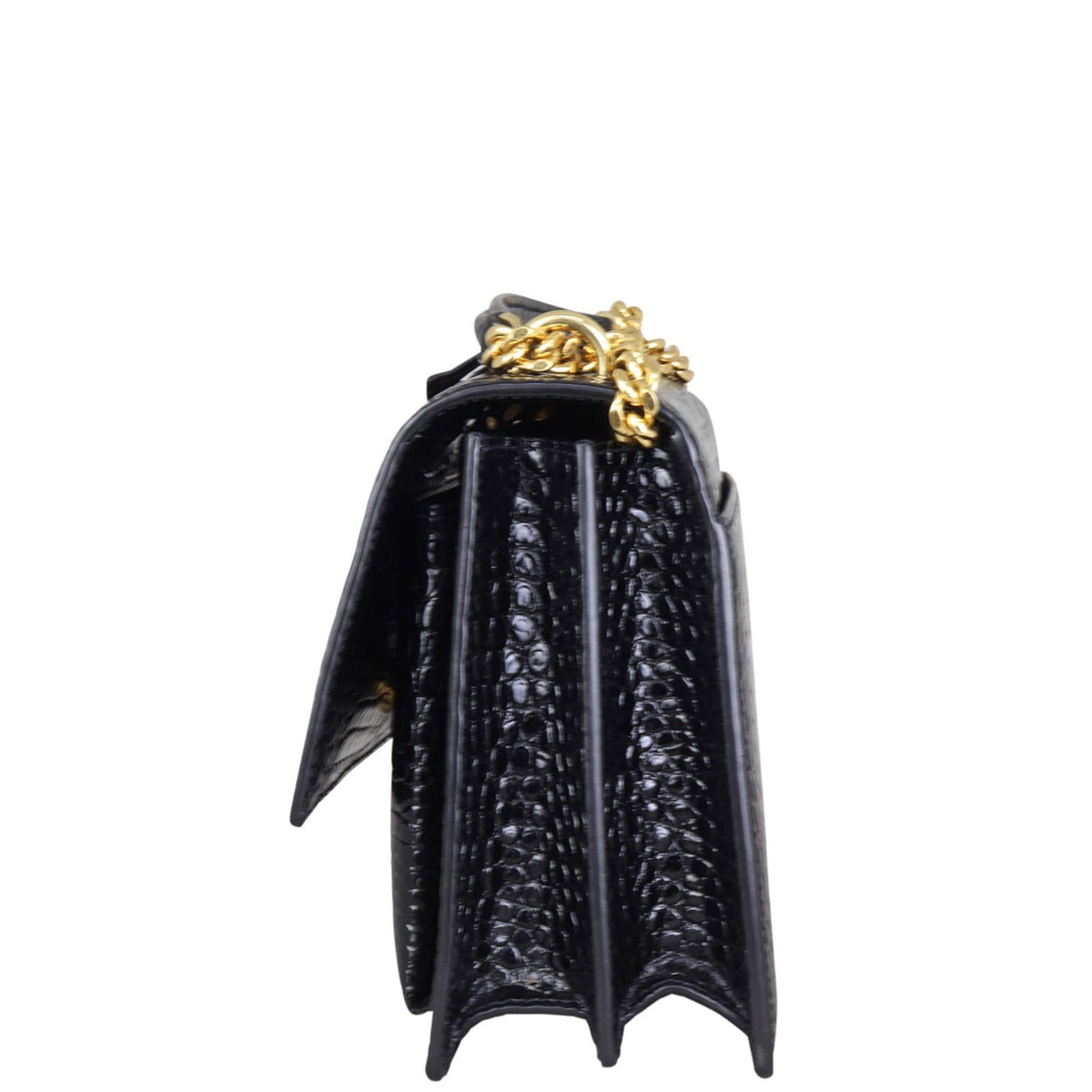 Saint Laurent Sunset Medium Croc-Embossed Side