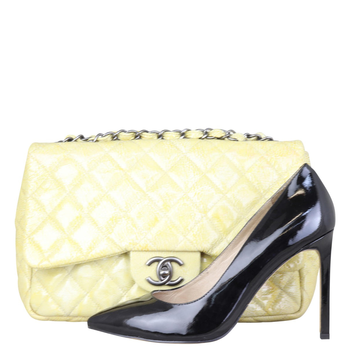 Chanel Classic Single Flap Jumbo Patent Shoe