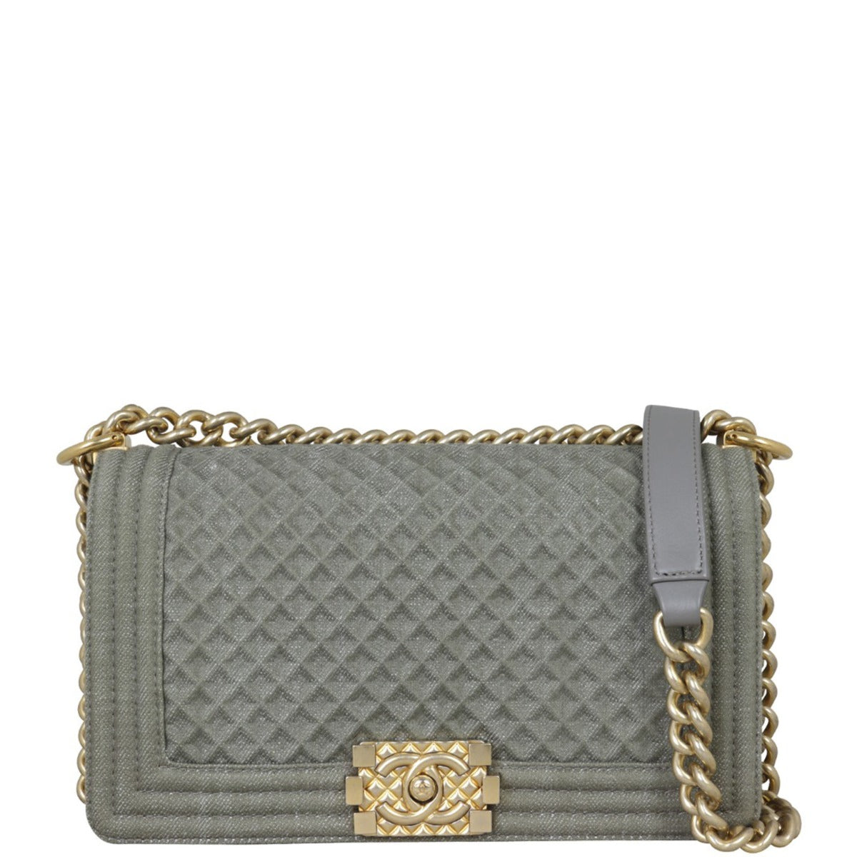 Chanel Boy Old Medium Denim Front with Strap