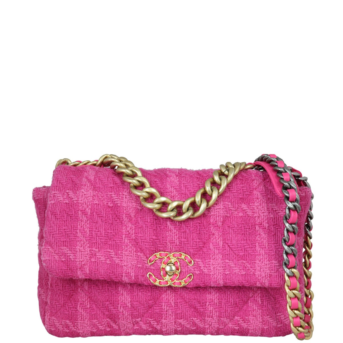Chanel 19 Tweed Flap Bag Large | Pink