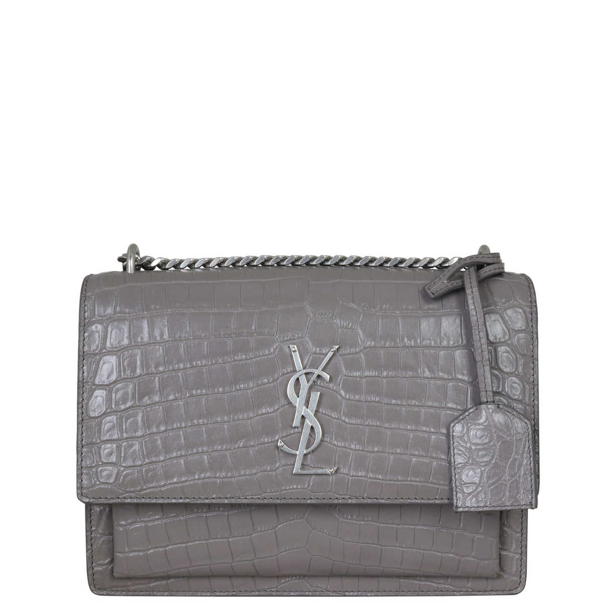 Saint Laurent Sunset Medium Croc-Embossed Front