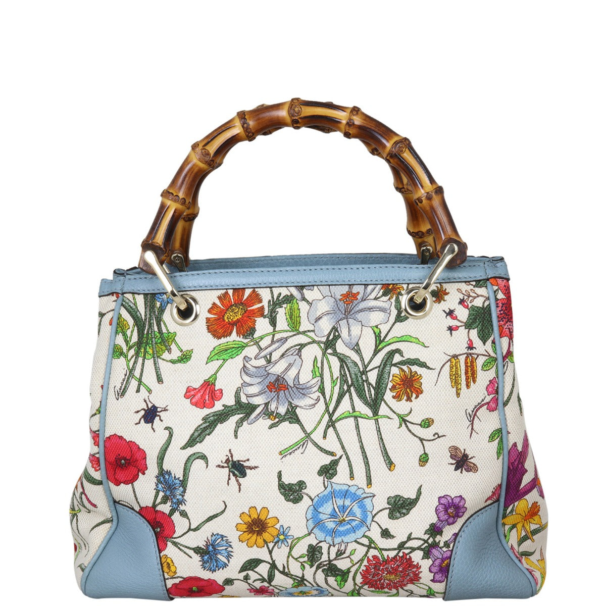 Gucci Bamboo Handle Floral Canvas Tote Back