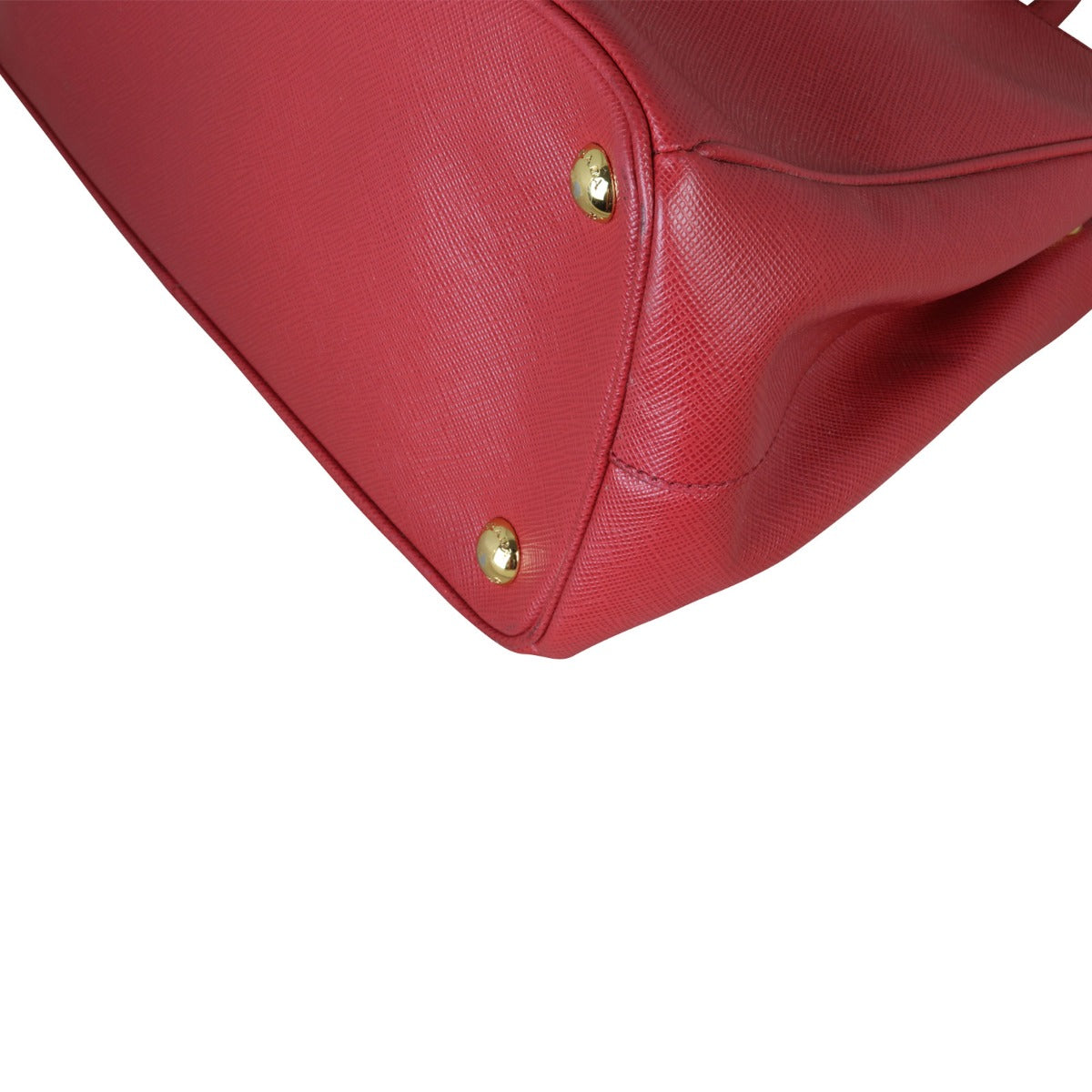 Prada Saffiano Lux Galleria Double Zip Tote Small Corner Close Up