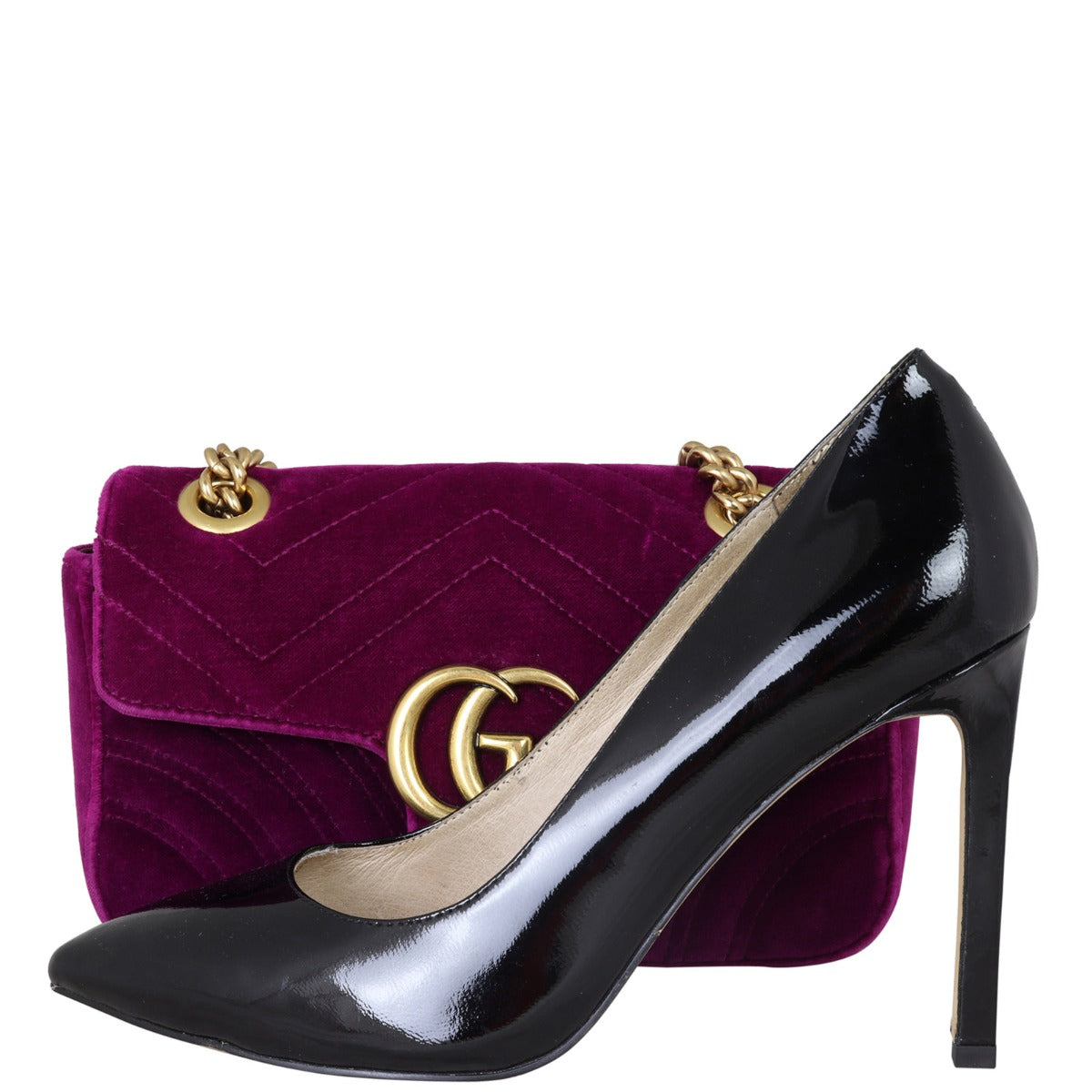 Gucci GG Marmont Small Velvet Shoulder Bag Shoe