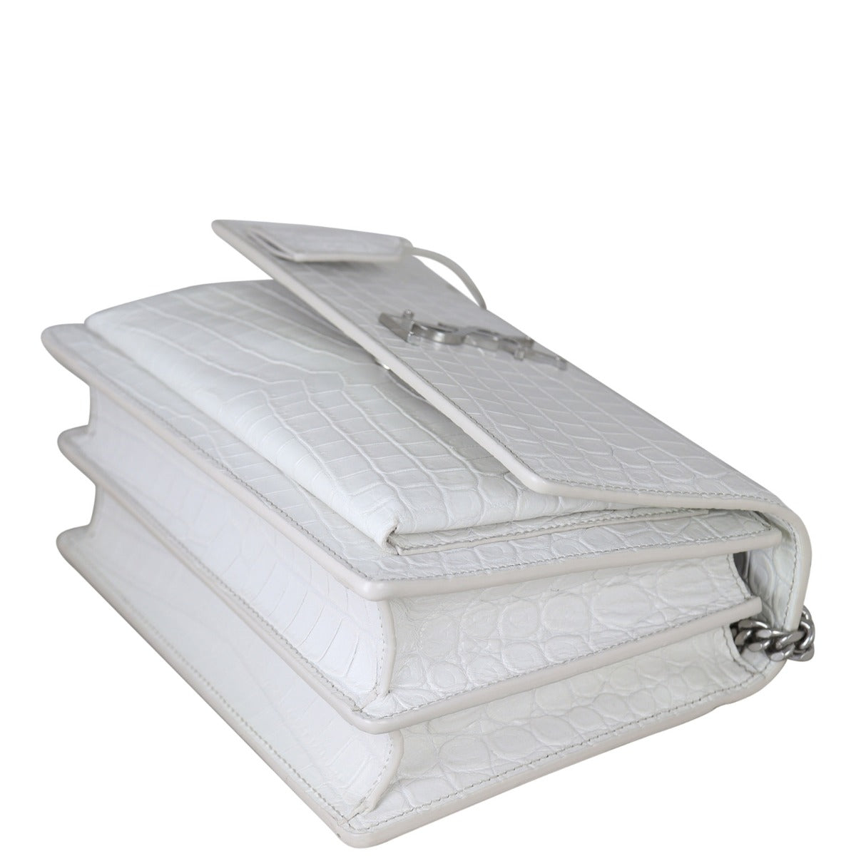 Saint Laurent Sunset Medium Croc-Embossed Corner Distance