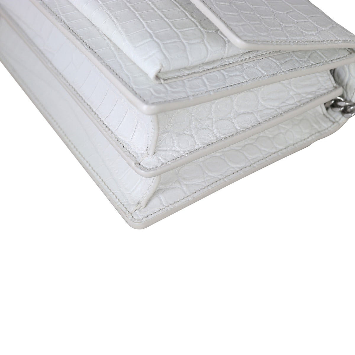 Saint Laurent Sunset Medium Croc-Embossed Corner Close Up