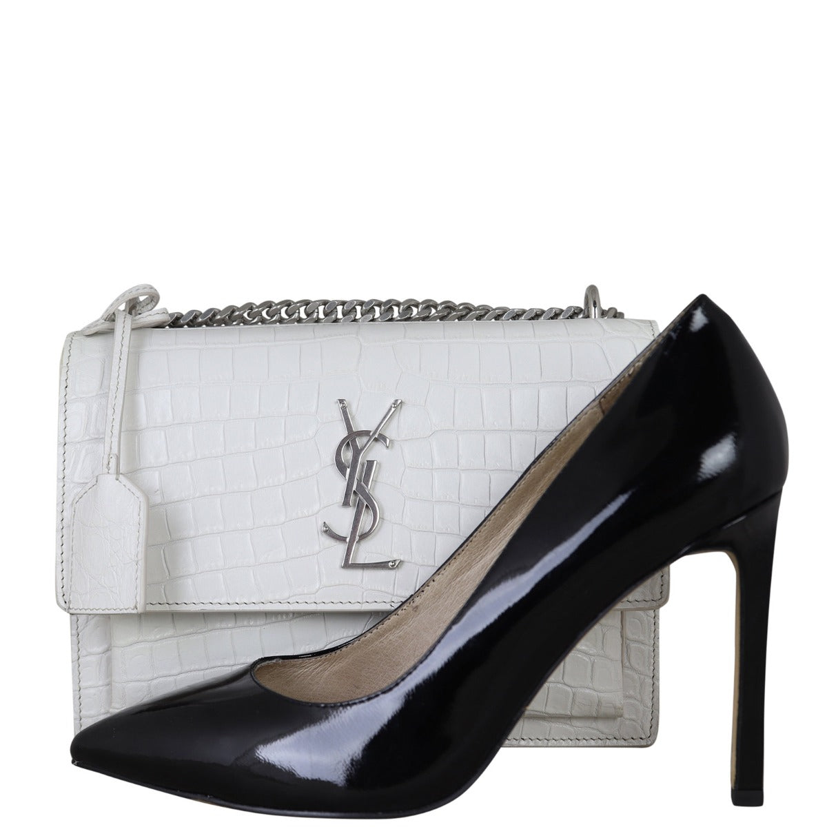 Saint Laurent Sunset Medium Croc-Embossed Shoe