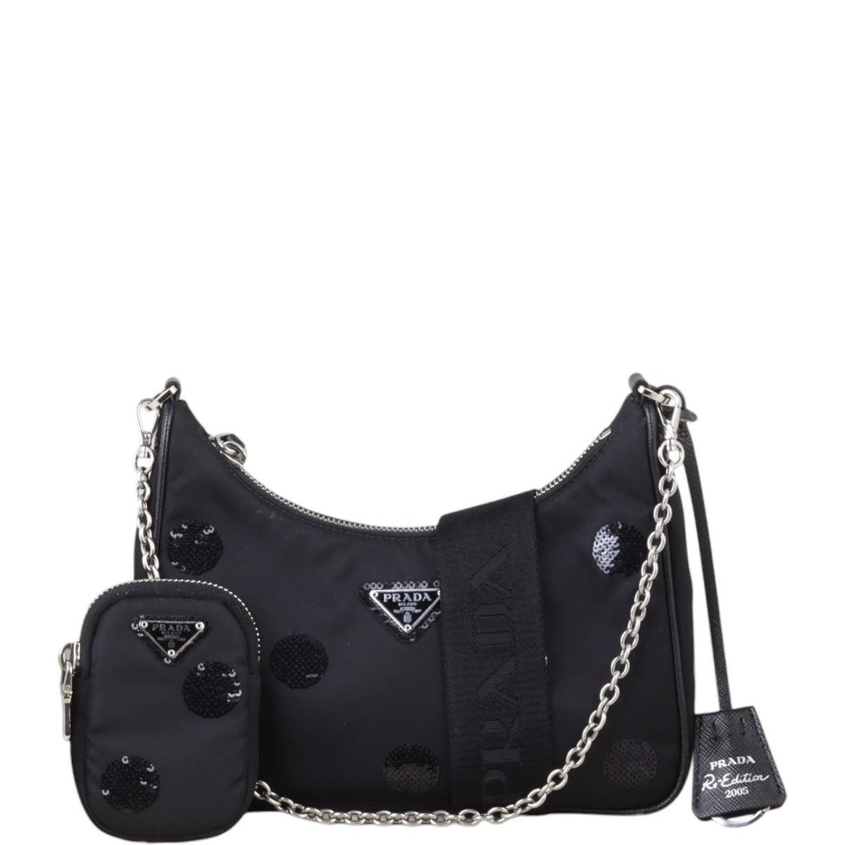 Prada Re-Edition 2005 Tessuto Shoulder Bag Sequin Polka Dots
