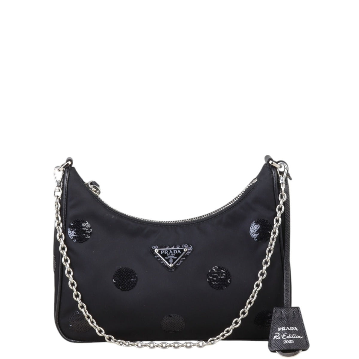 Prada Re-Edition 2005 Tessuto Shoulder Bag Sequin Polka Dots
