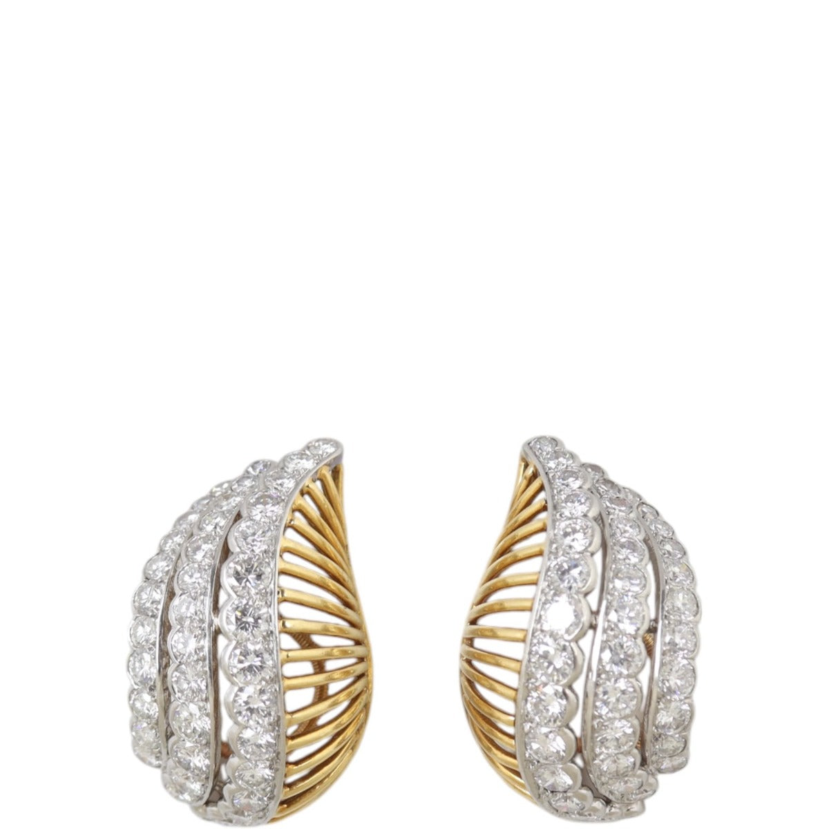 Cartier Vintage Diamond 18k Yellow Gold Clip-on Earrings