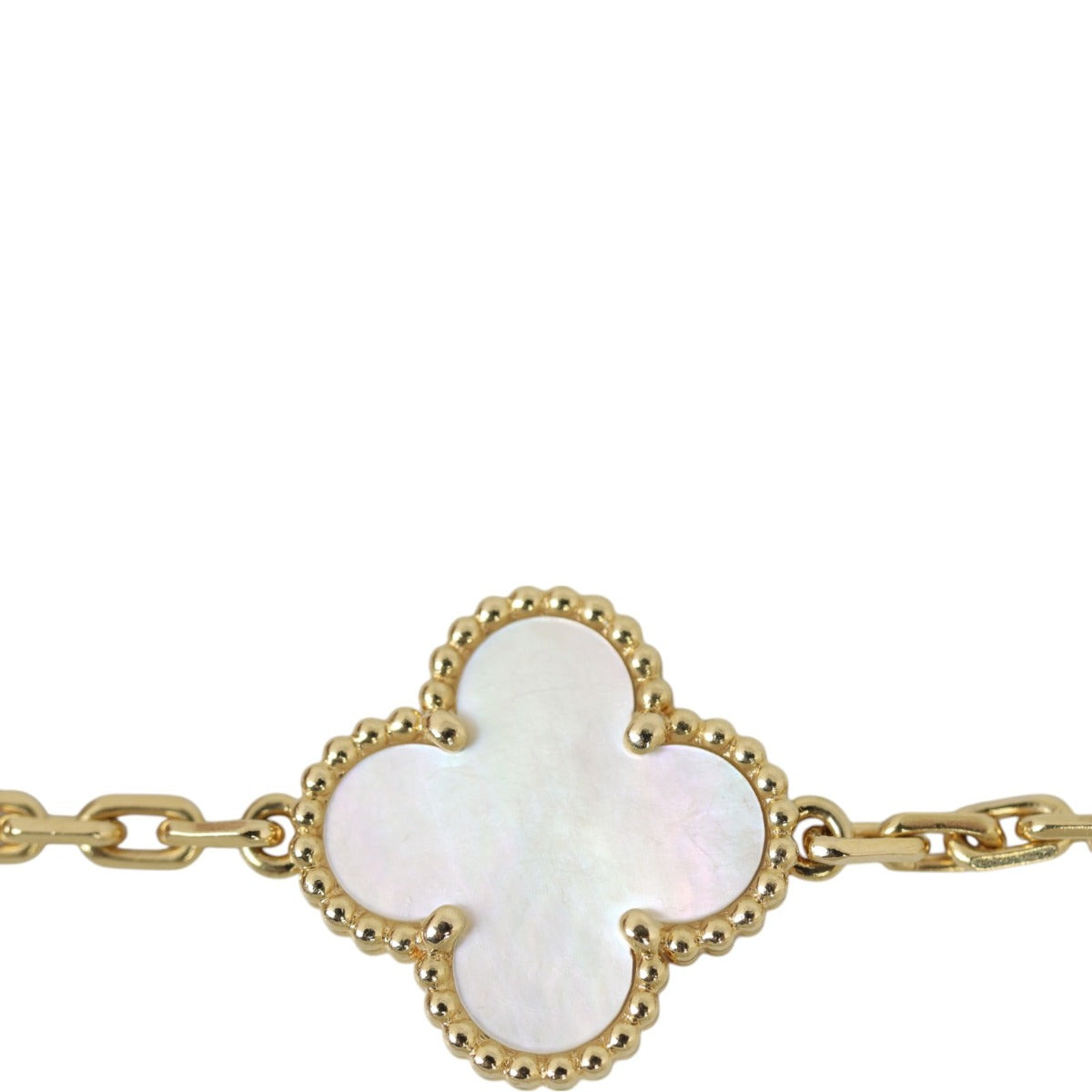 Van Cleef & Arpels Vintage Alhambra 5 Motif Mother of Pearl 18k Yellow Gold Bracelet