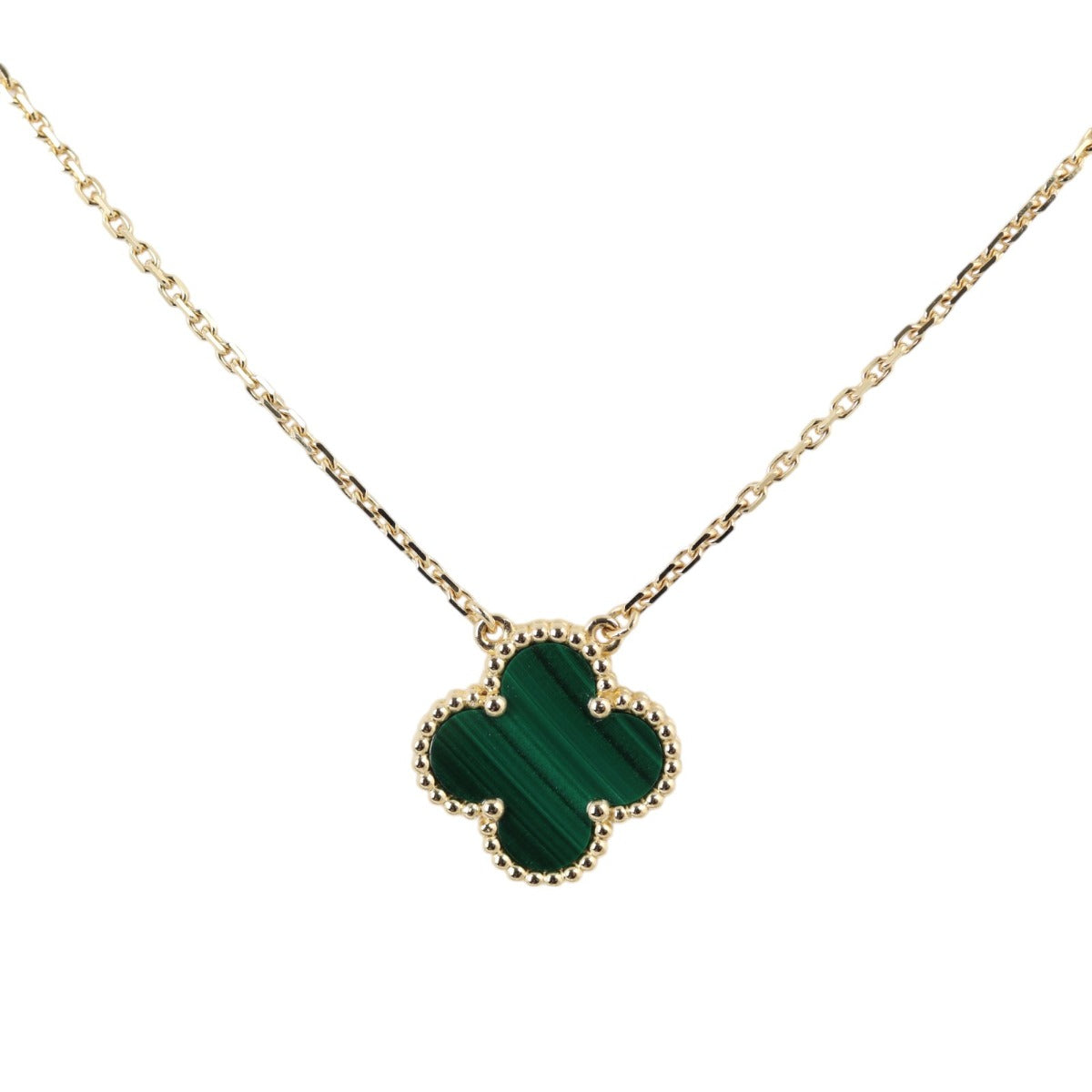 Van Cleef & Arpels Vintage Alhambra Malachite 18k Yellow Gold Necklace