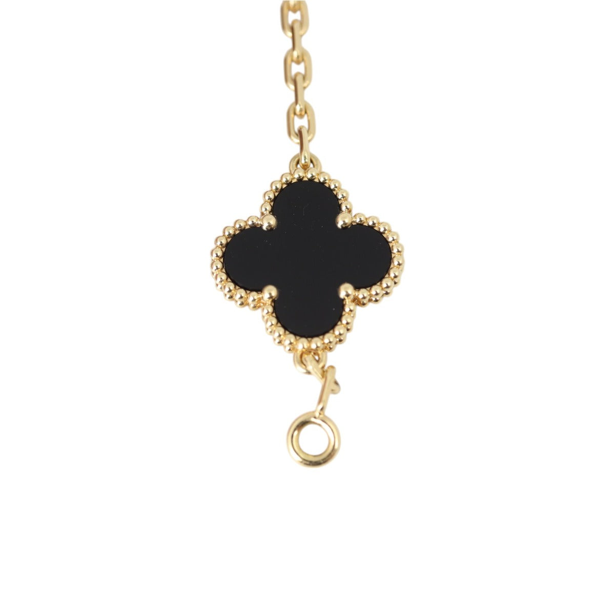 Van Cleef & Arpels Vintage Alhambra 5 Motif Onyx 18k Yellow Gold Bracelet