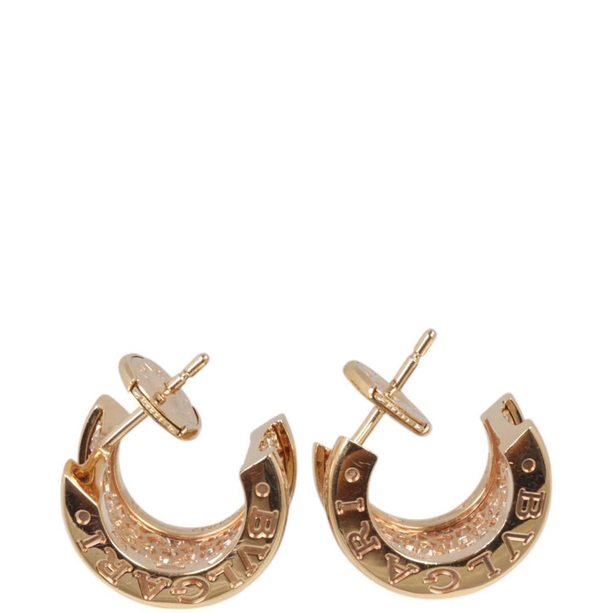 Bvlgari B.Zero1 Diamond 18k Rose Gold Hoop Earrings