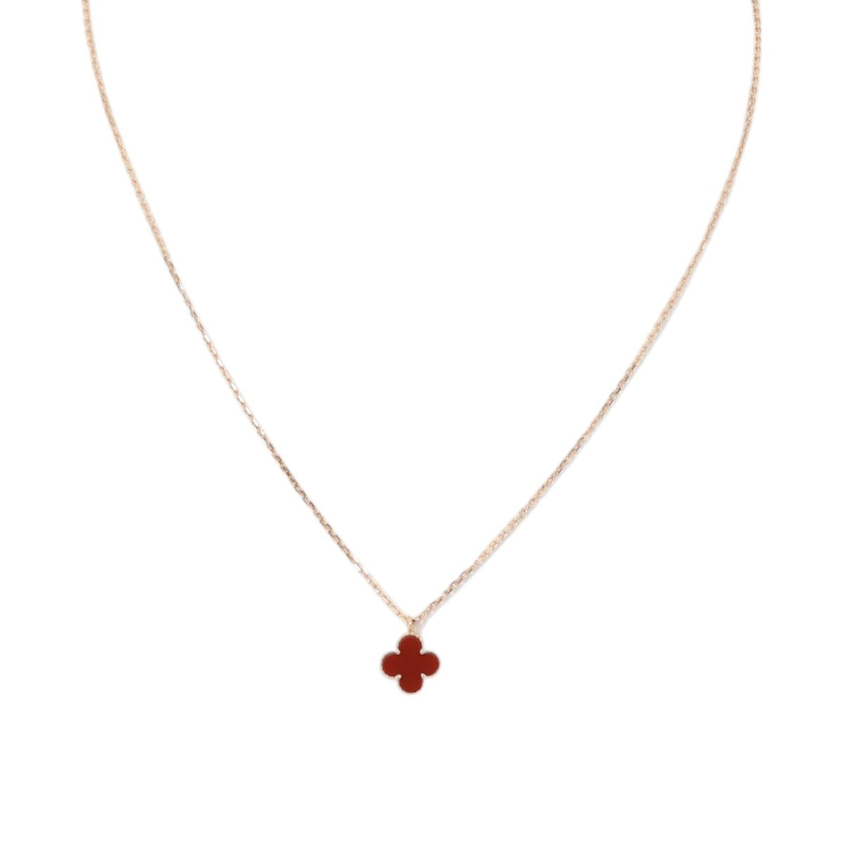 Van Cleef & Arpels Sweet Alhambra Carnelian 18k Rose Gold Necklace