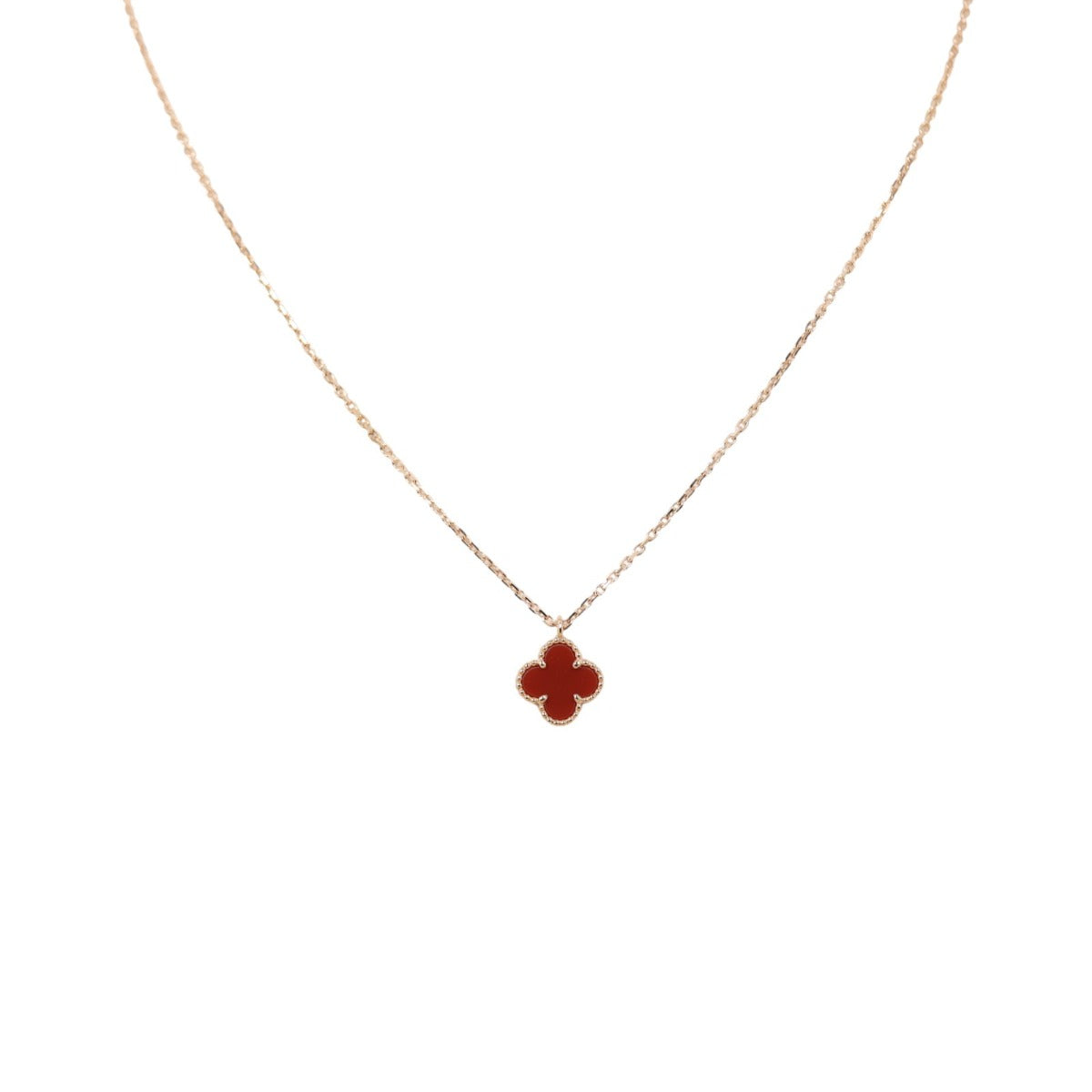Van Cleef & Arpels Sweet Alhambra Carnelian 18k Rose Gold Necklace