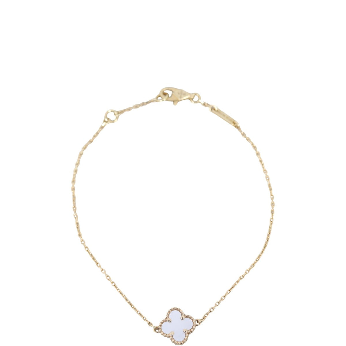 Van Cleef & Arpels Sweet Alhambra 1 Motif Mother of Pearl 18 Yellow Gold Bracelet