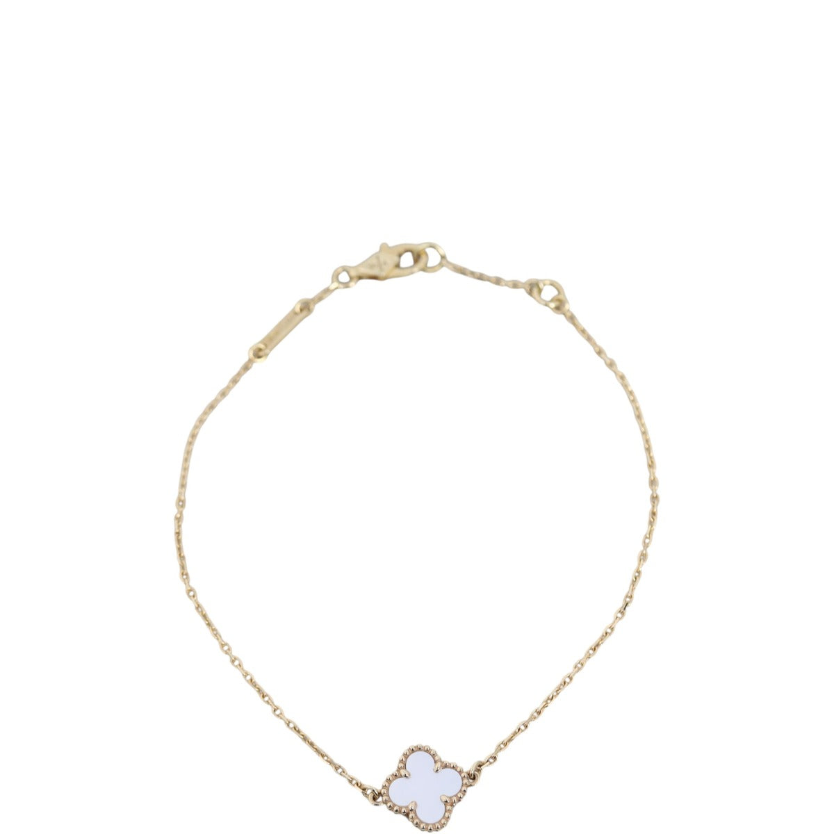 Van Cleef & Arpels Sweet Alhambra 1 Motif Mother of Pearl 18 Yellow Gold Bracelet