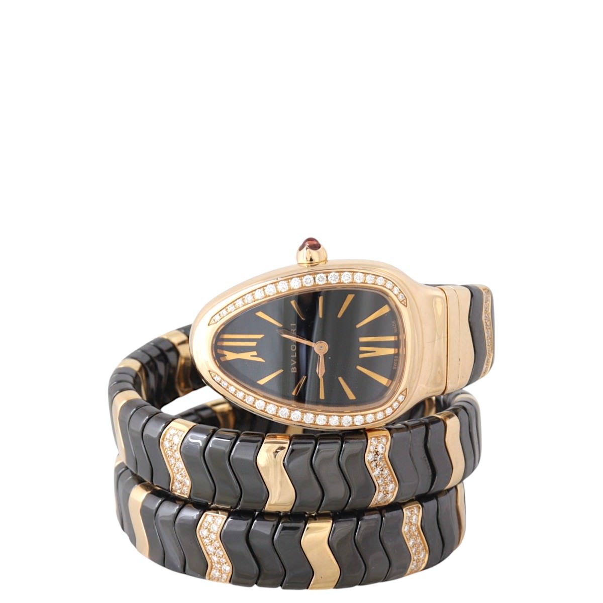 Bvlgari Serpenti Spiga 35mm 18k Rose Gold Diamond Watch