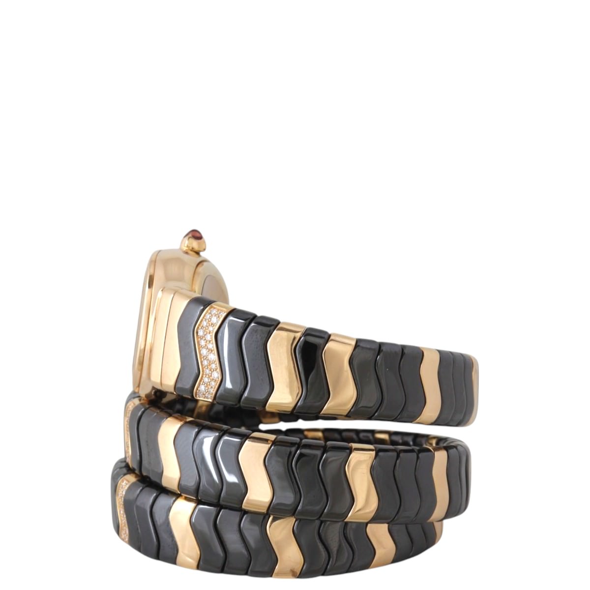 Bvlgari Serpenti Spiga 35mm 18k Rose Gold Diamond Watch