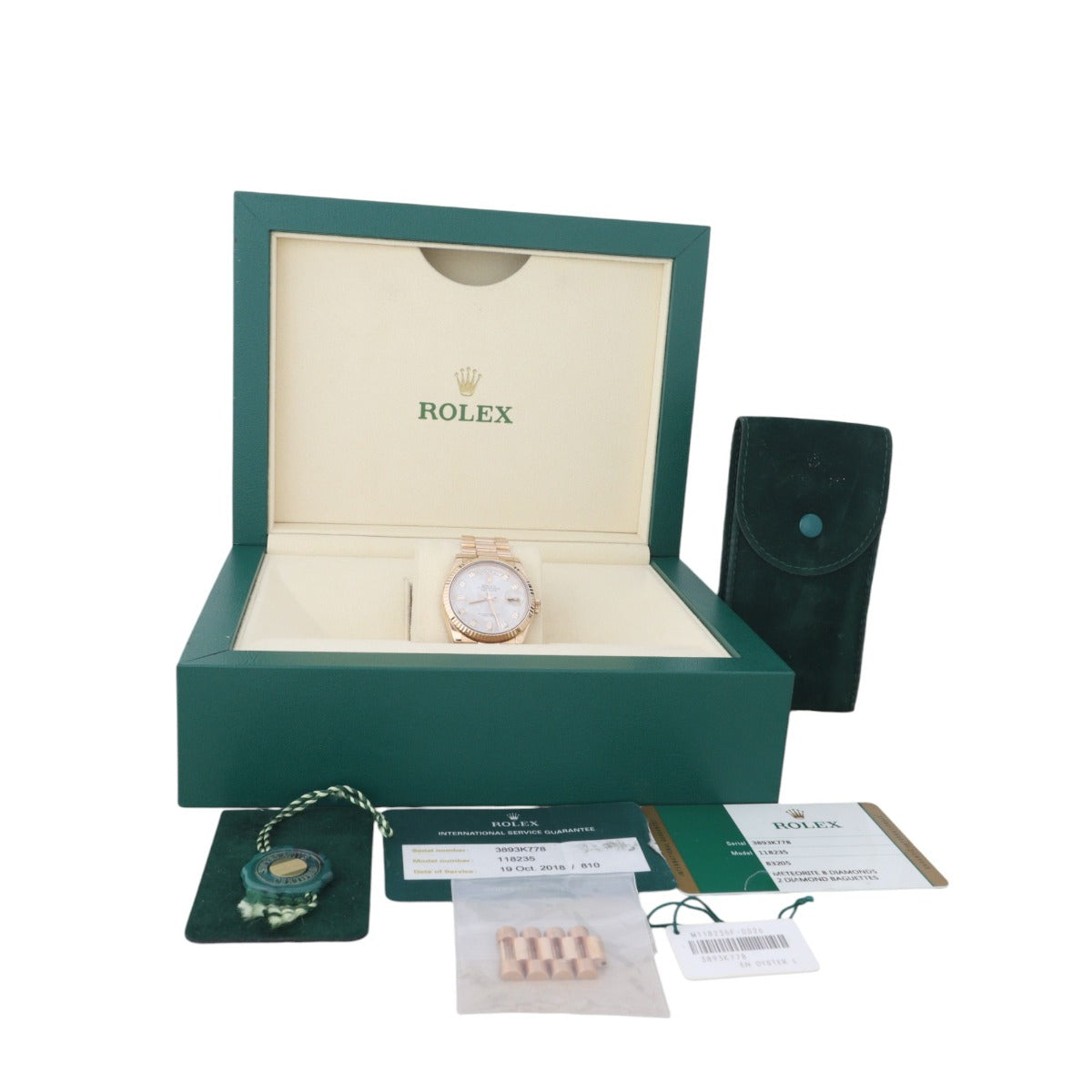 Rolex Oyster Perpetual Day-Date 36mm Meteorite 18k Everose Gold Diamond Watch