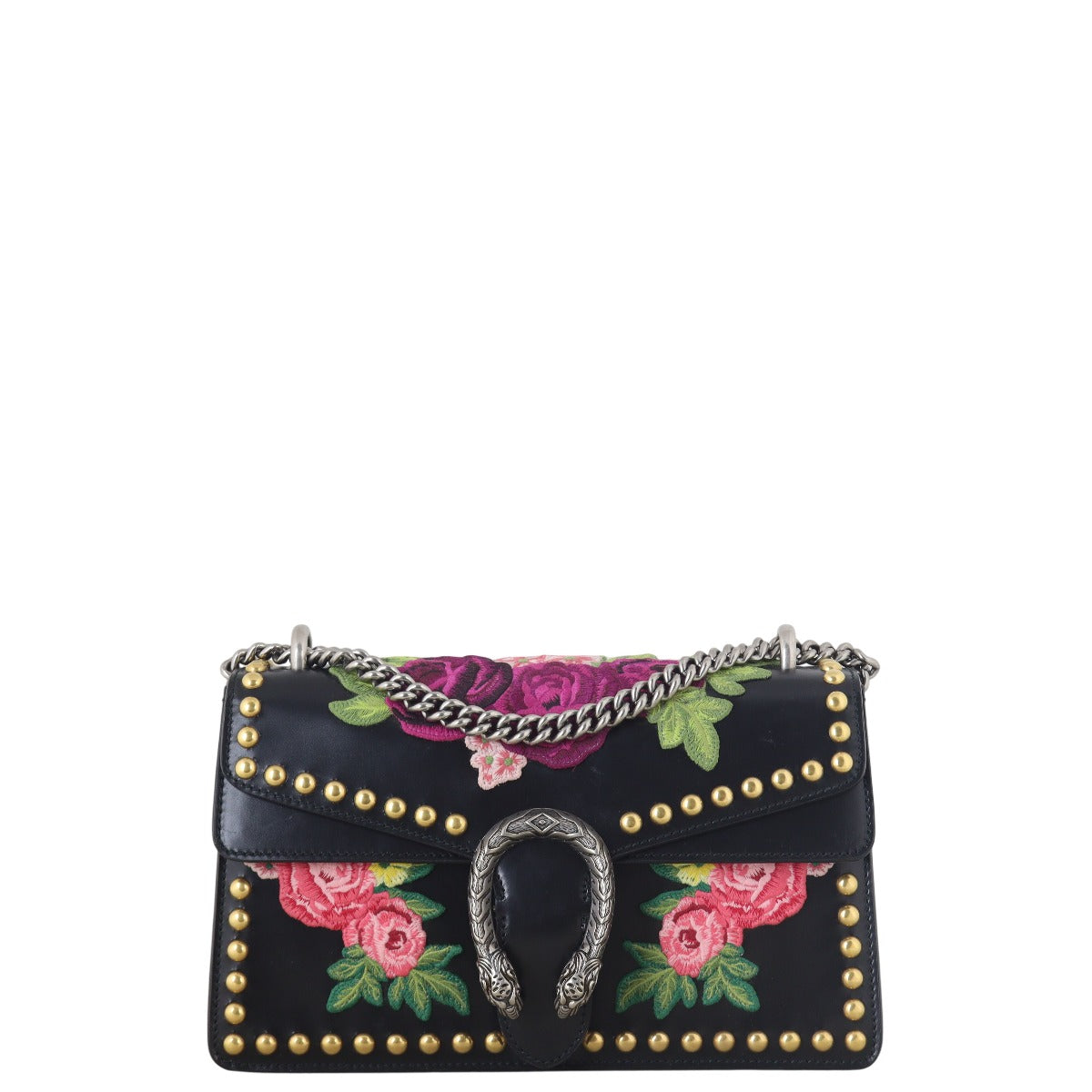 Gucci Floral Embroidered Studded Dionysus Small Shoulder Bag