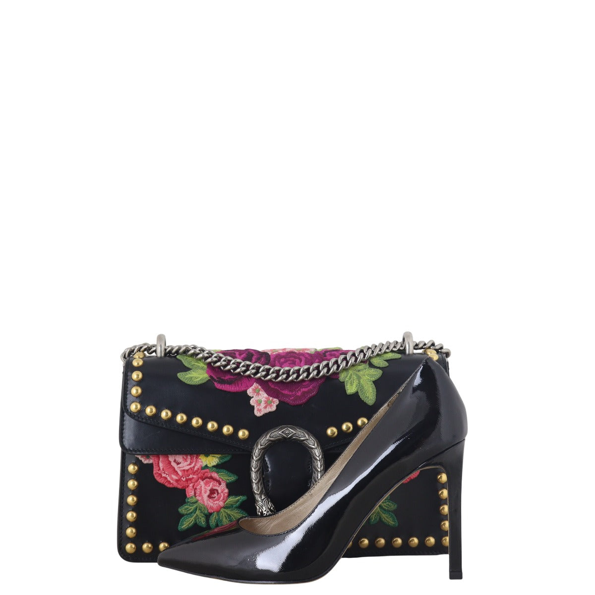 Gucci Floral Embroidered Studded Dionysus Small Shoulder Bag