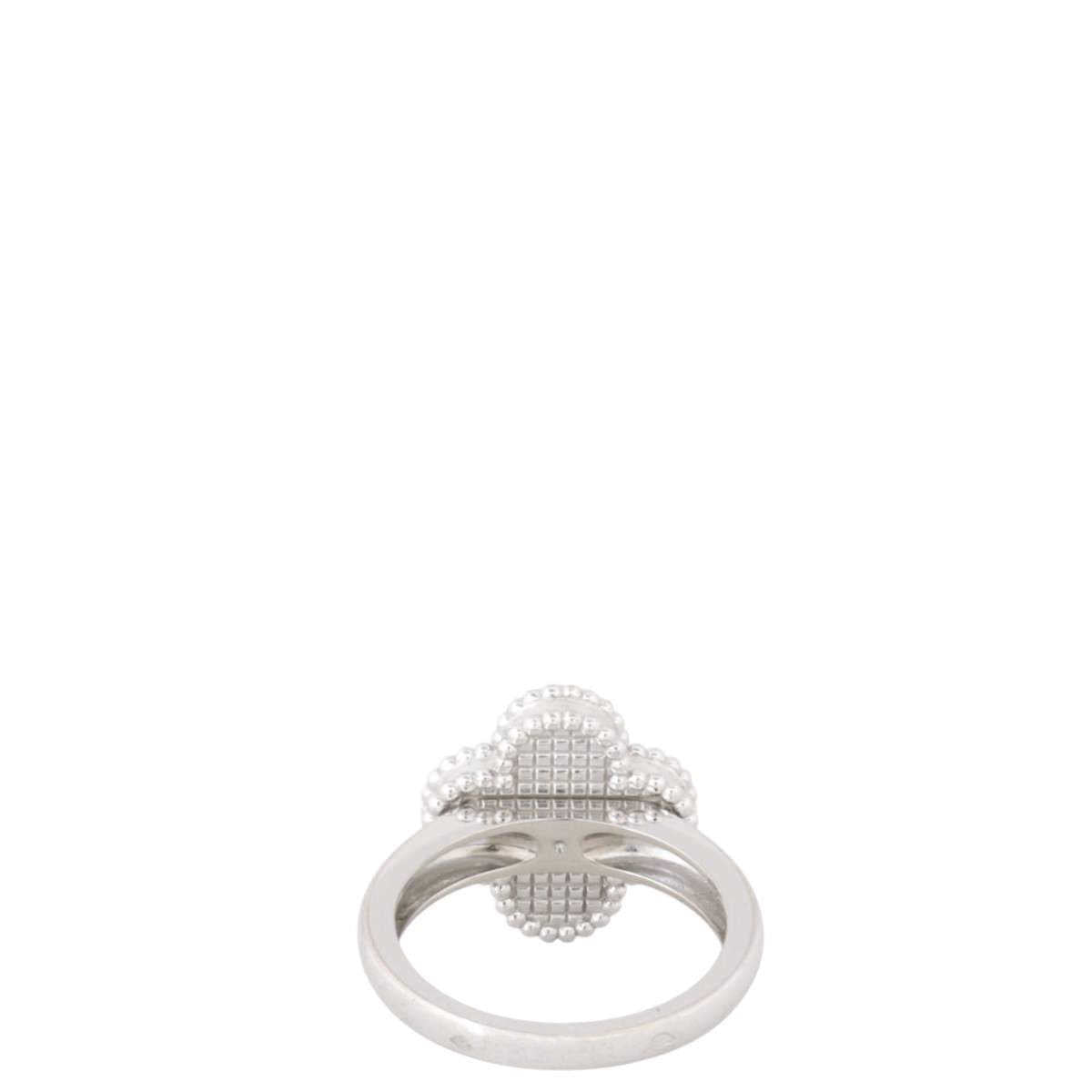 Van Cleef & Arpels Vintage Alhambra Guilloche 18k White Gold Ring