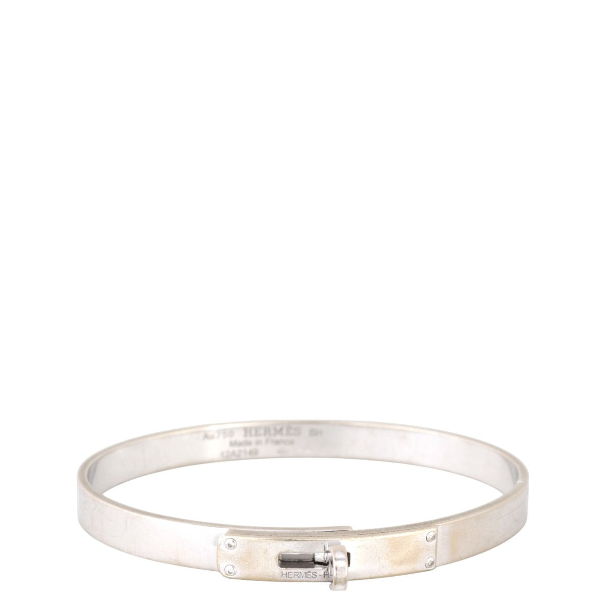 Hermes Kelly 18k White Gold Diamond Bracelet Small