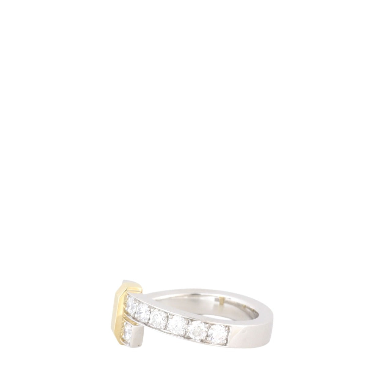 Tiffany & Co Edge Bypass Diamond Platinum 18k Yellow Gold Wide Ring