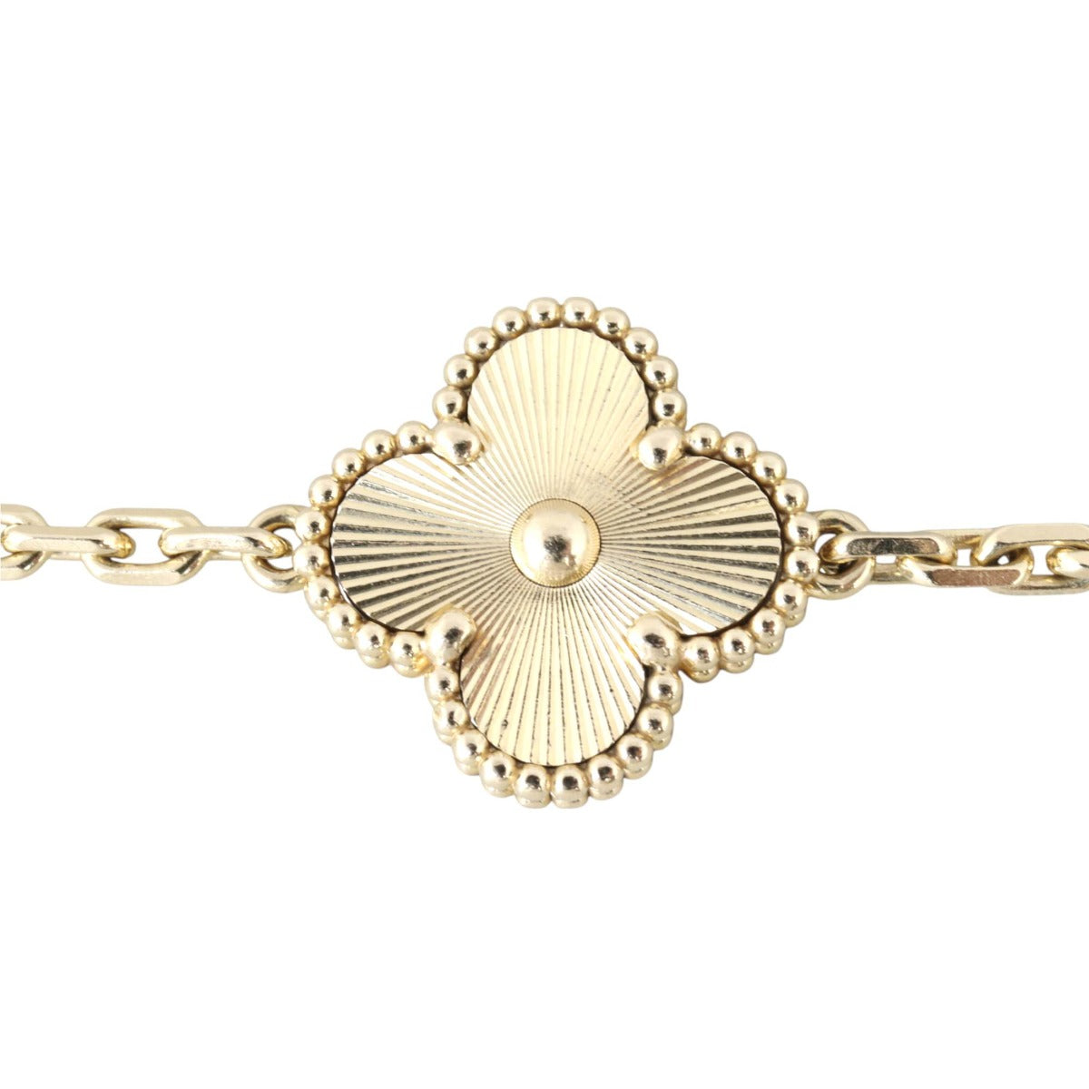 Van Cleef & Arpels Vintage Alhambra 5 Motif Guilloche 18k Yellow Gold Bracelet